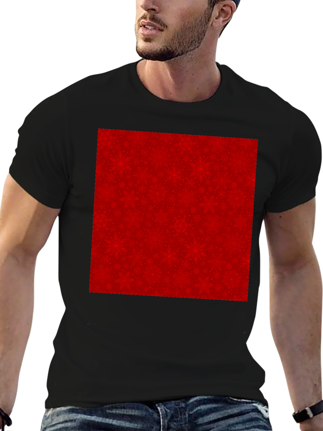 Patterned Red Graphic Tee - Modern Style