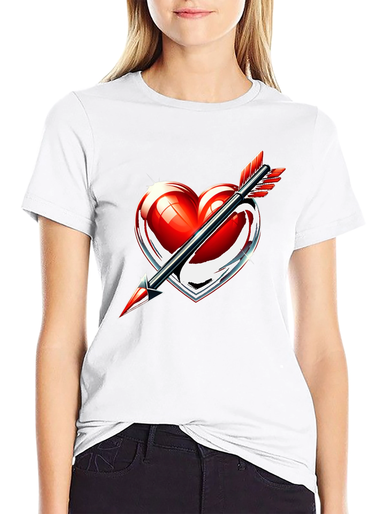 Heart Arrow Graphic T-Shirt - Stylish Valentines Day Tee