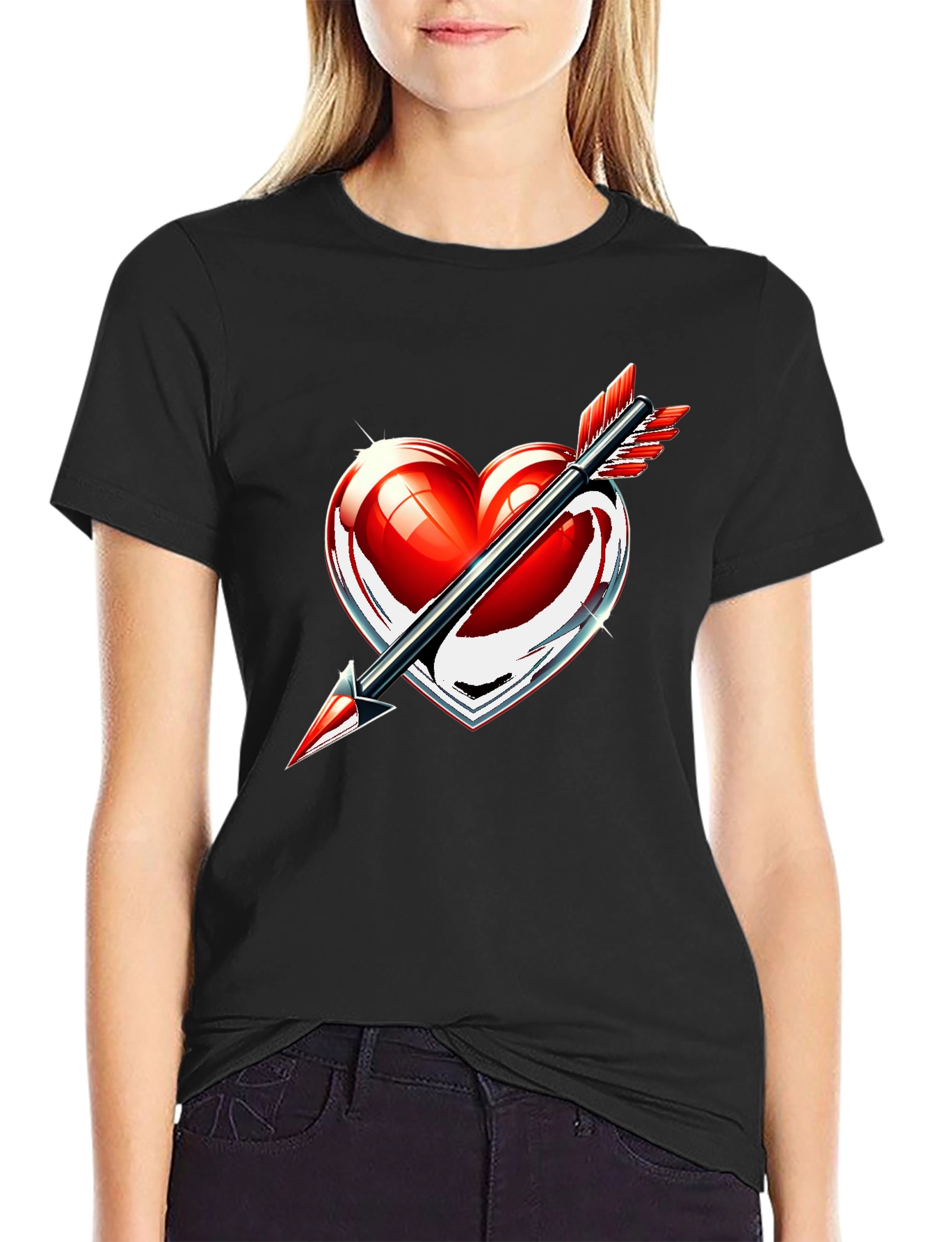 Heart Arrow Graphic T-Shirt - Stylish Valentines Day Tee
