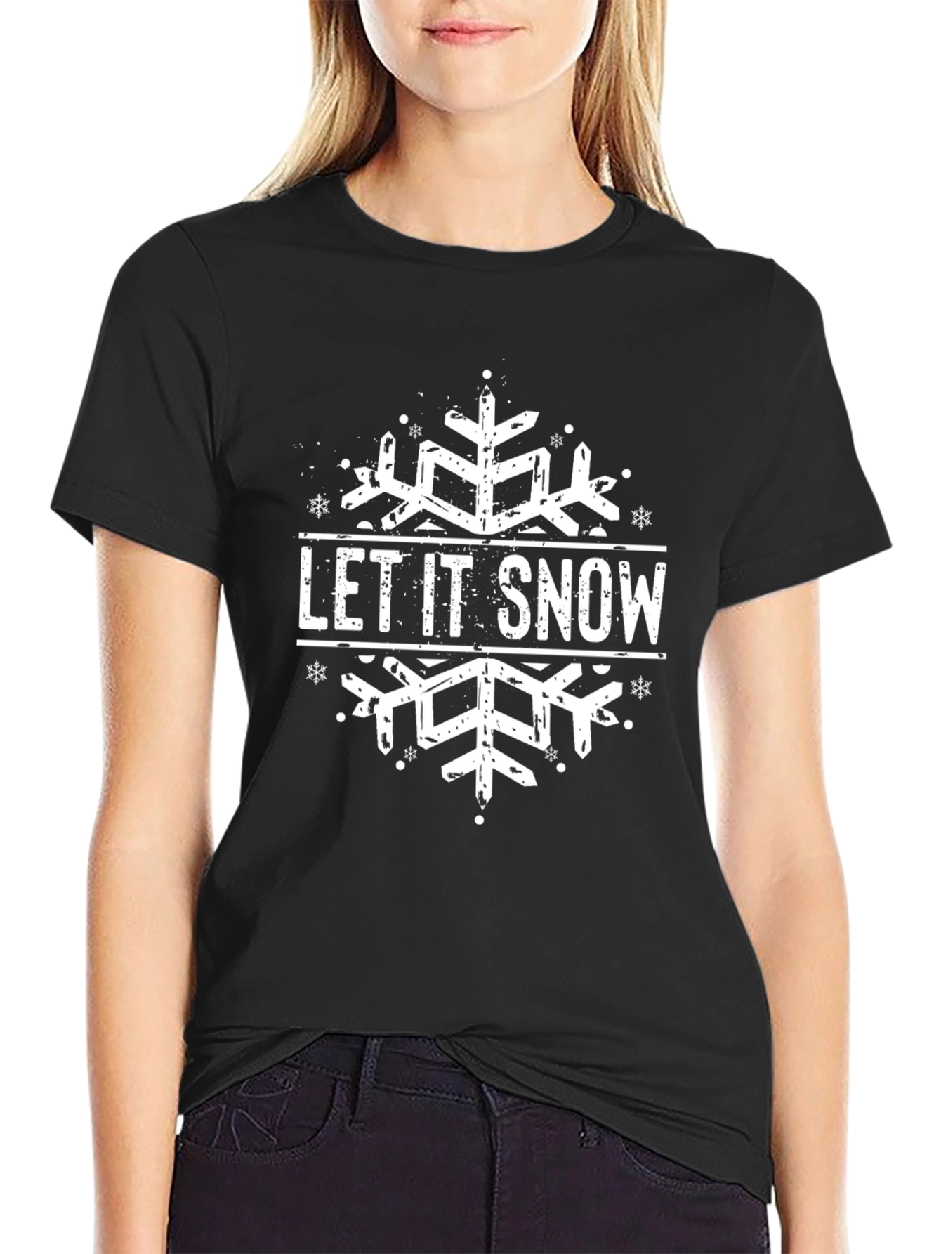 Let It Snow Snowflake Graphic Tee - Holiday T-Shirt