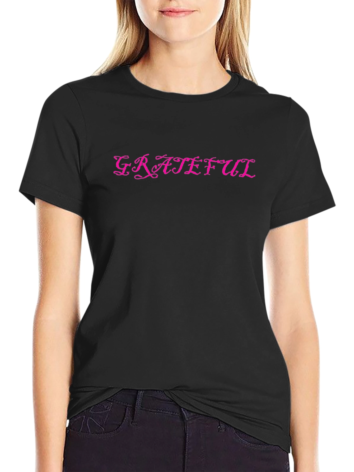 Grateful Graphic Tee - Soft Black Cotton T-Shirt