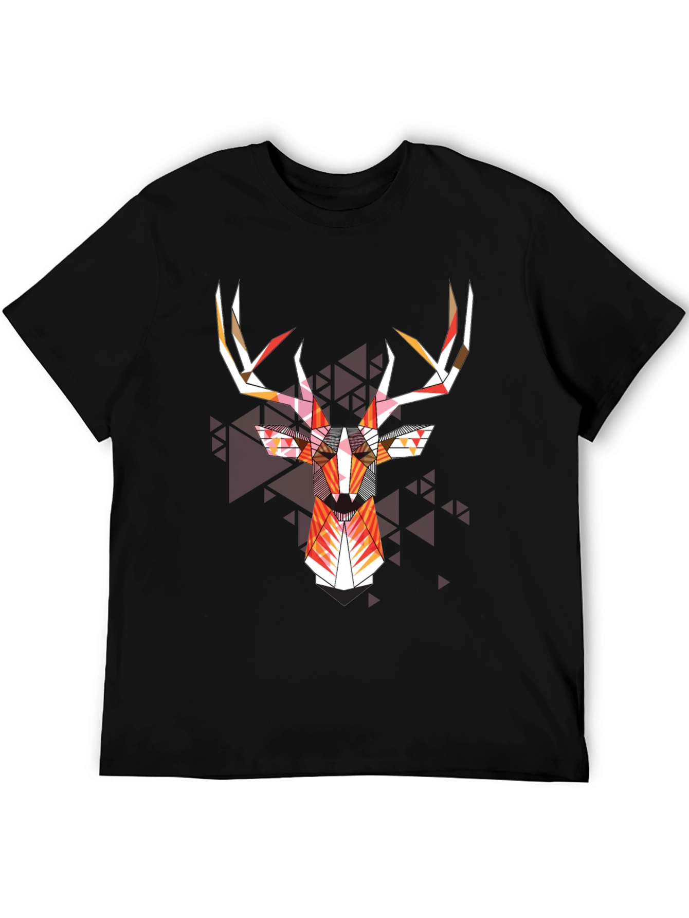 Geometric Deer Head Graphic Tee - Modern Art Shirt