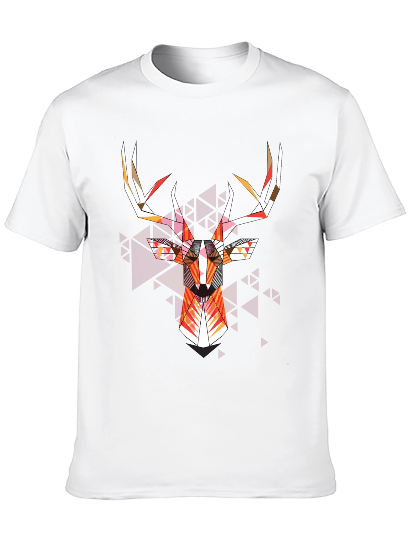 Geometric Deer Head Graphic Tee - Modern Art Shirt