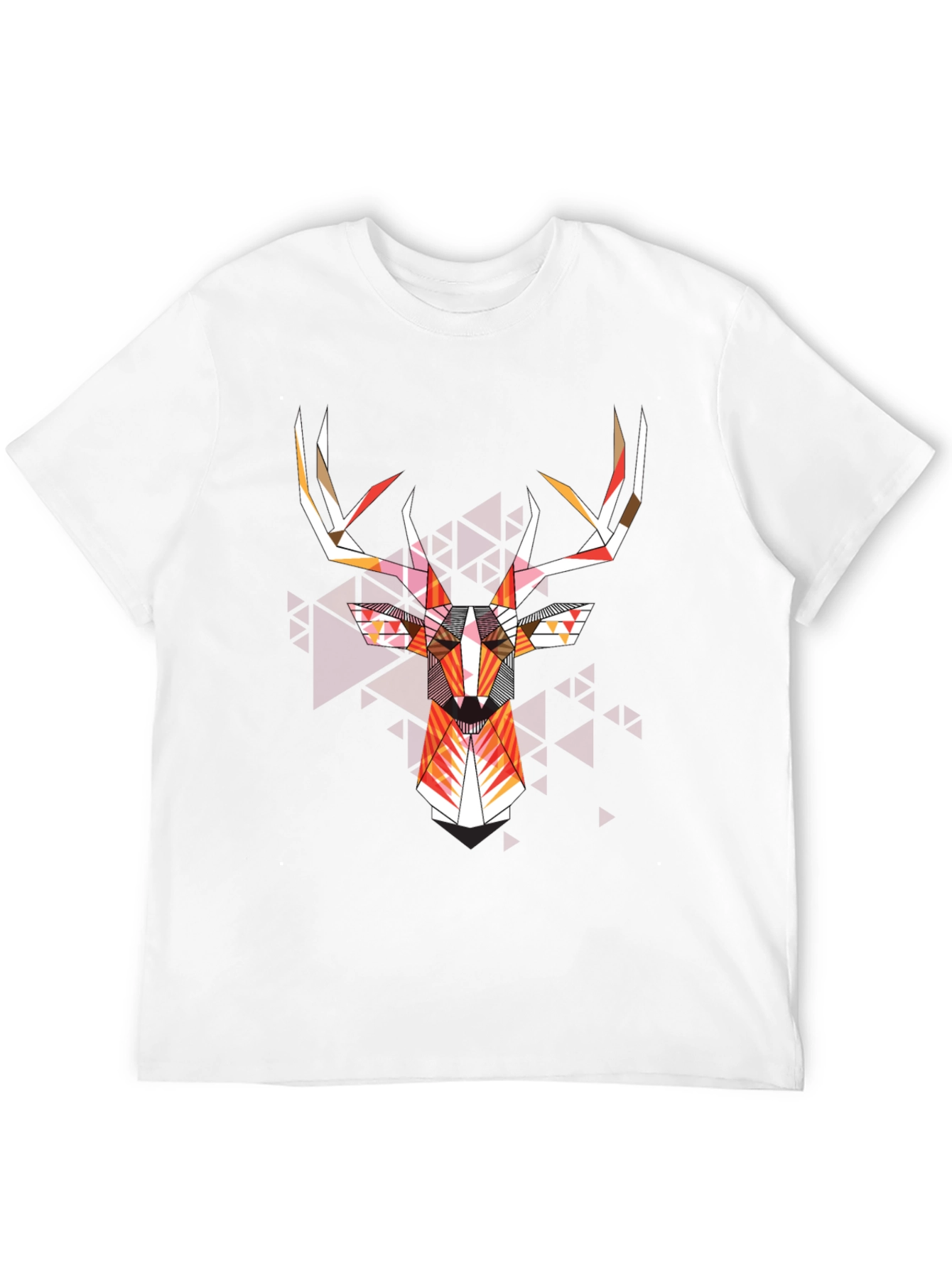 Geometric Deer Head Graphic Tee - Modern Art Shirt