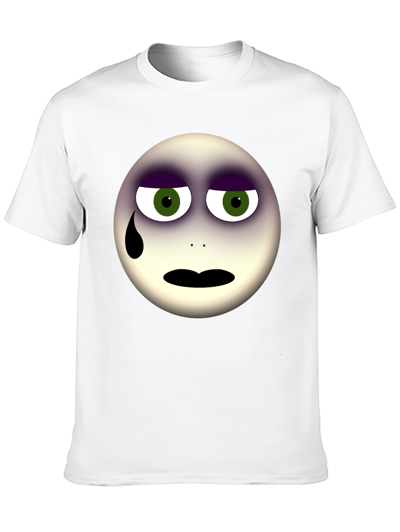 Sad Emoji Graphic Print Black T-Shirt
