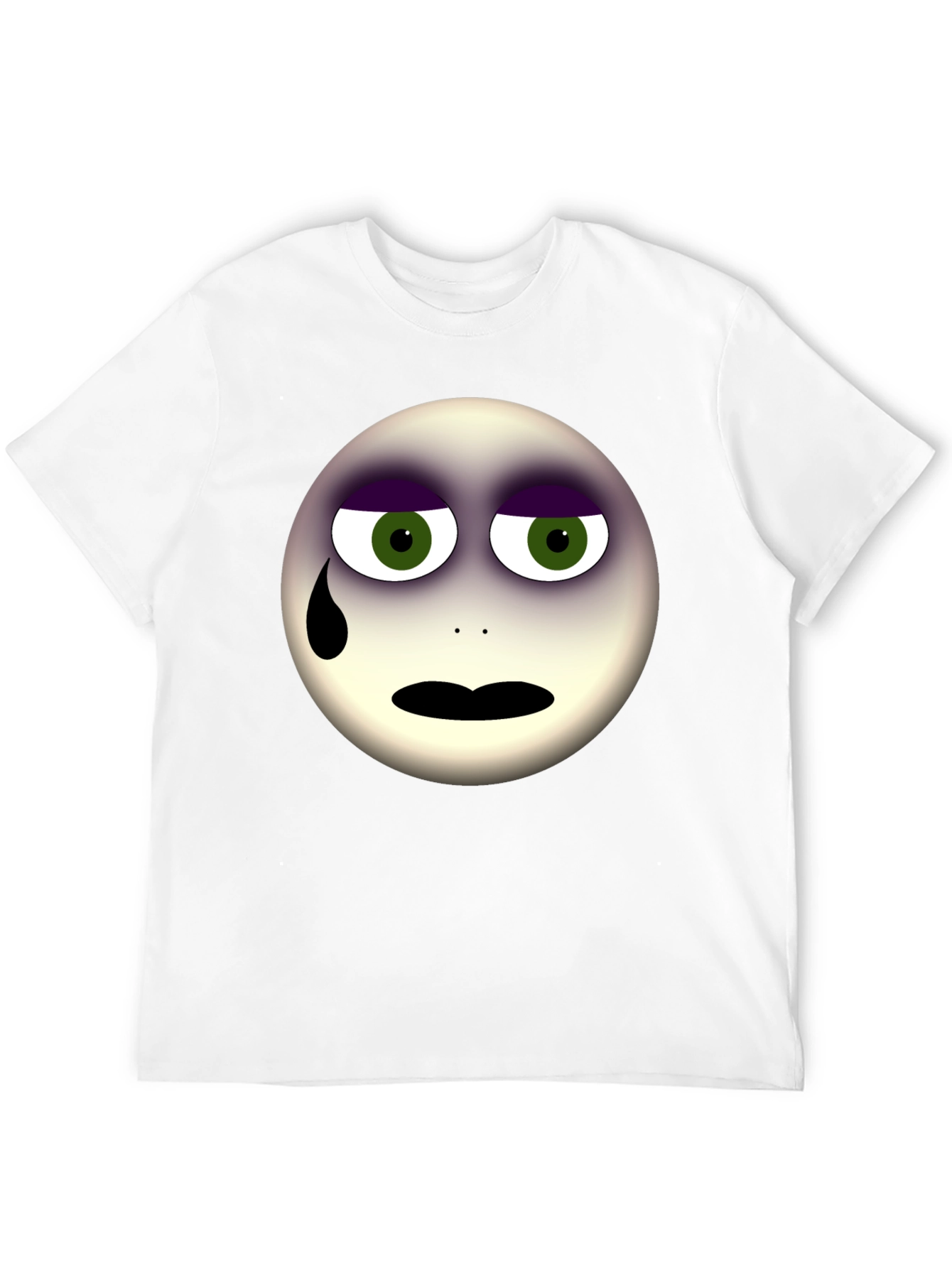 Sad Emoji Graphic Print Black T-Shirt
