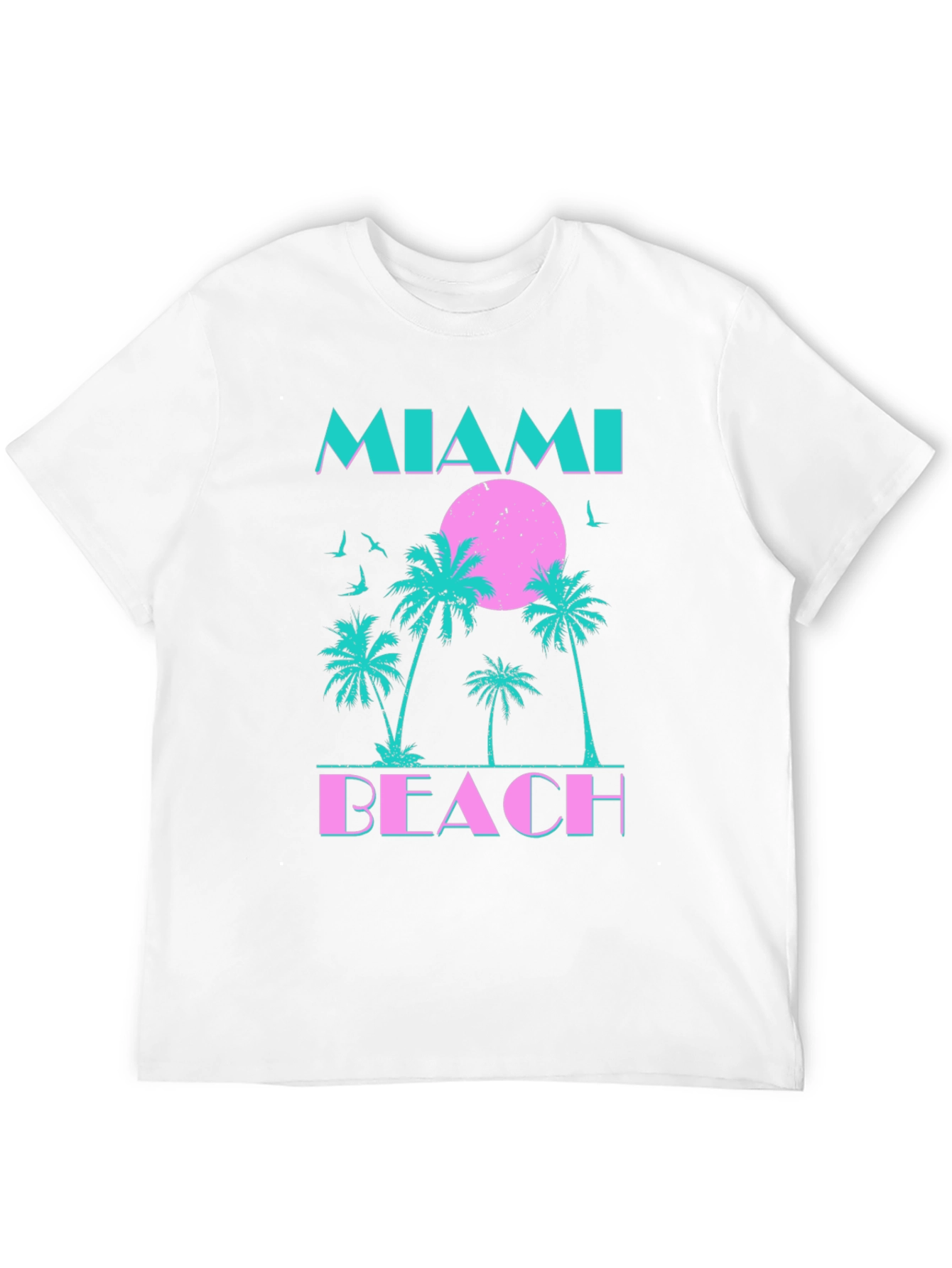 Miami Beach Graphic T-Shirt - Retro Palm Tree Design