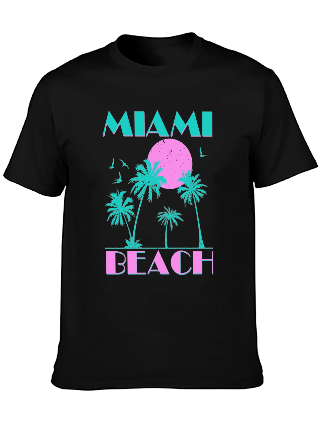 Miami Beach Graphic T-Shirt - Retro Palm Tree Design