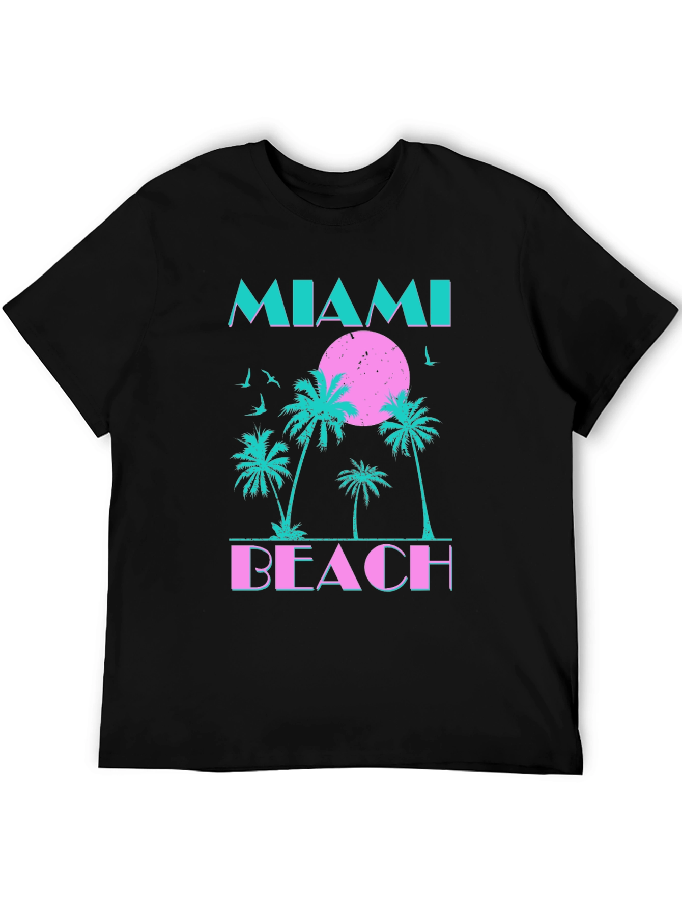 Miami Beach Graphic T-Shirt - Retro Palm Tree Design
