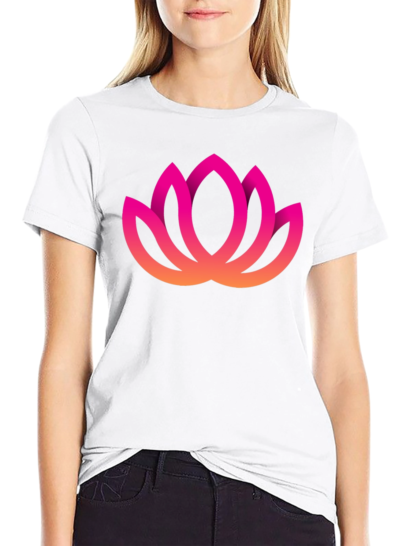 Lotus Flower Graphic Tee - Black Cotton Blend