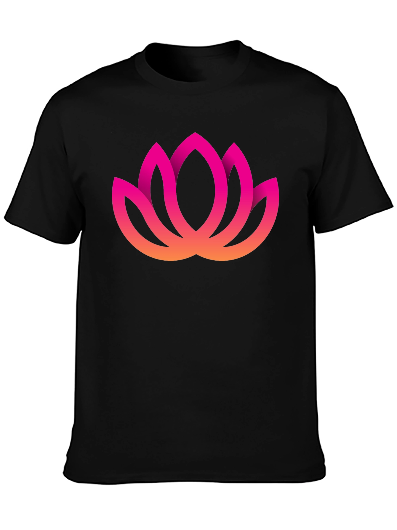 Lotus Flower Graphic Tee - Black Cotton Blend