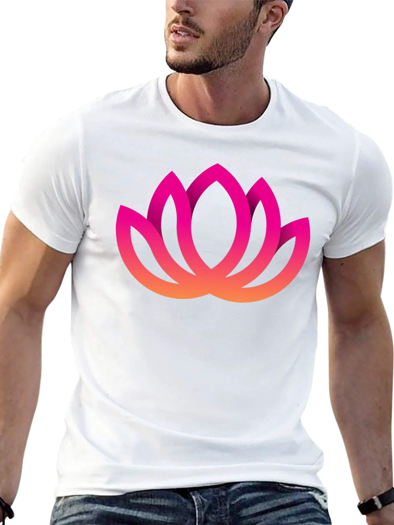 Lotus Flower Graphic Tee - Black Cotton Blend