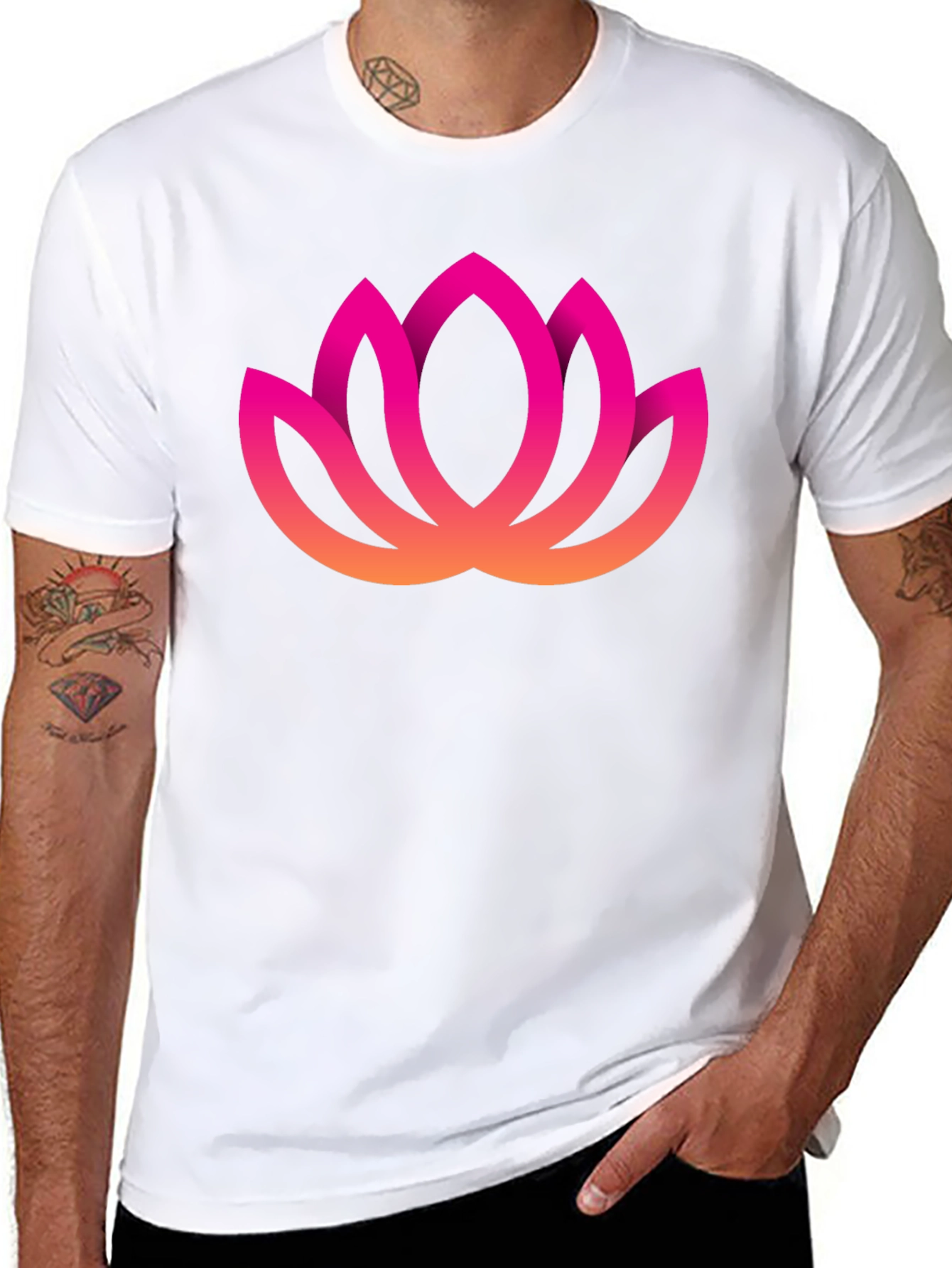 Lotus Flower Graphic Tee - Black Cotton Blend