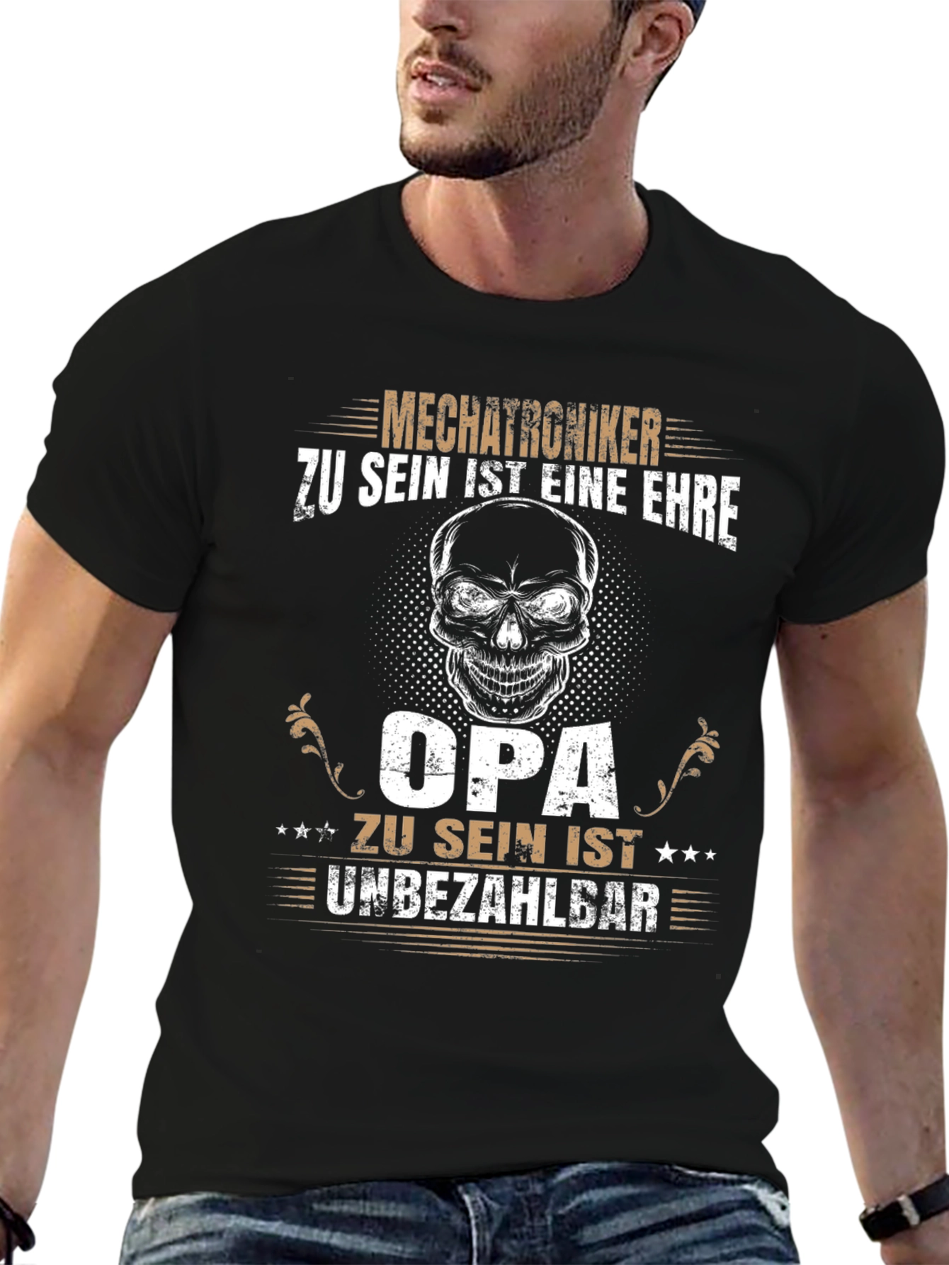 Mechatroniker Opa T-Shirt - Grandpa Skull Design