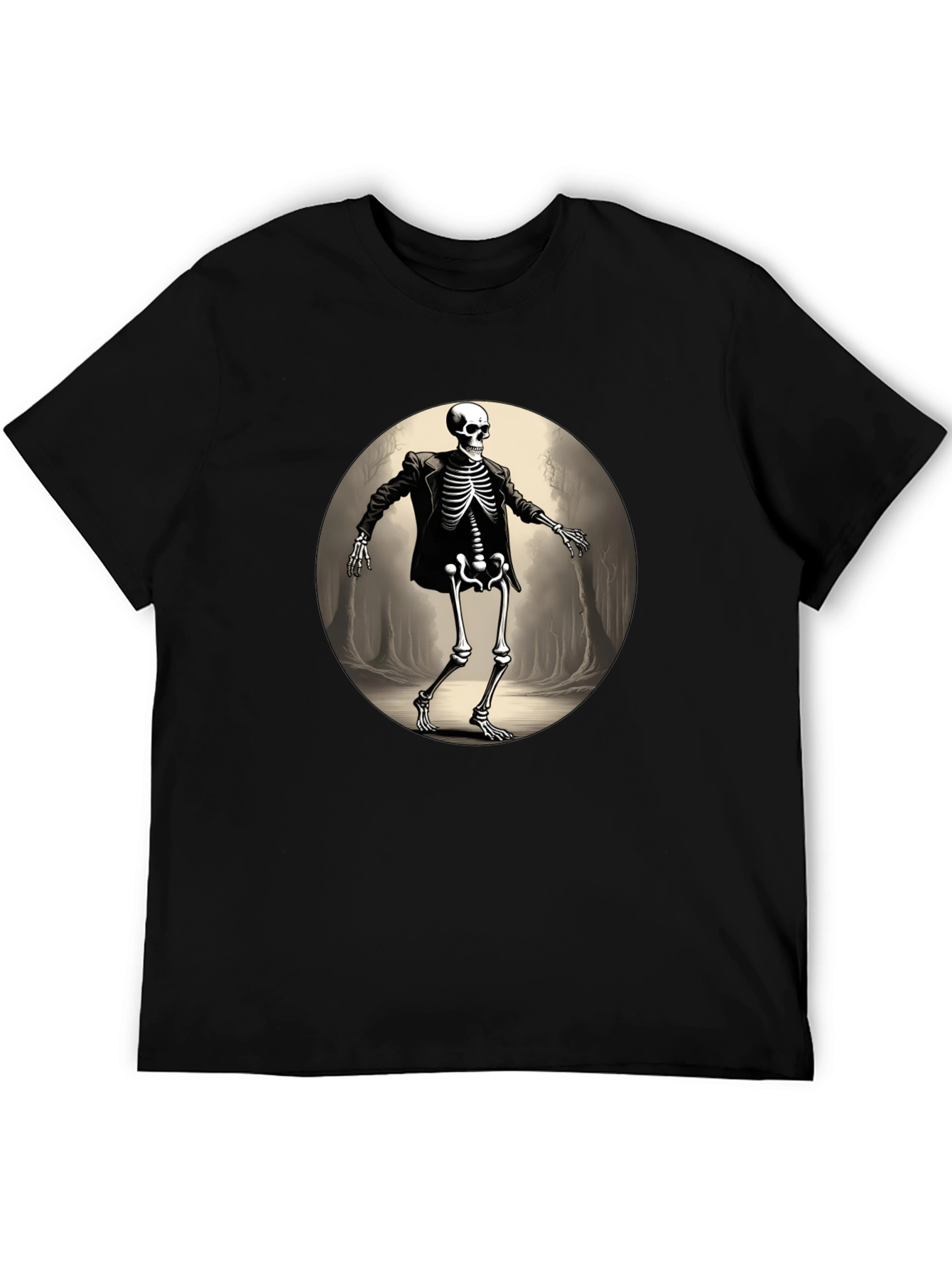 Skeleton in Suit Graphic Tee - Black