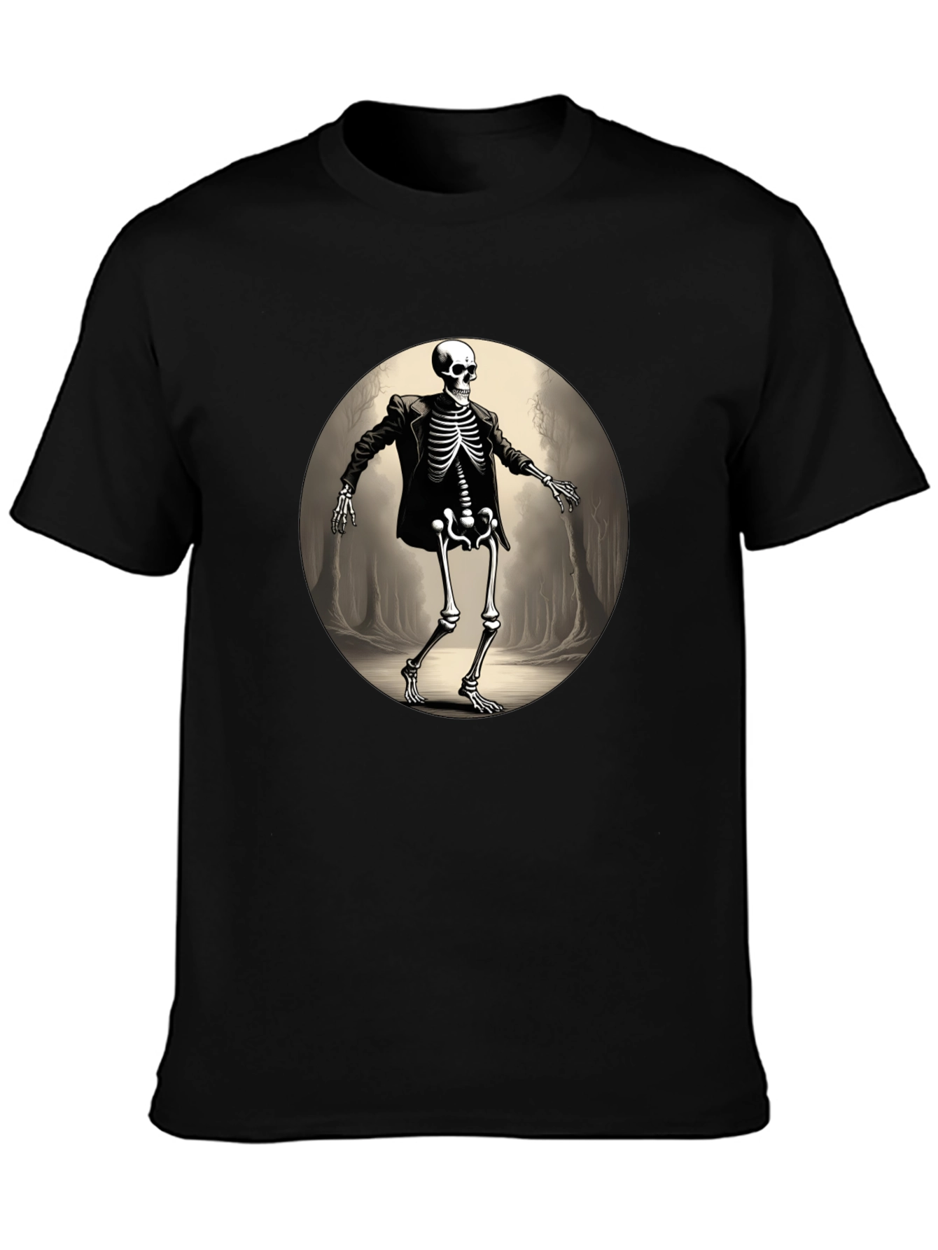 Skeleton in Suit Graphic Tee - Black