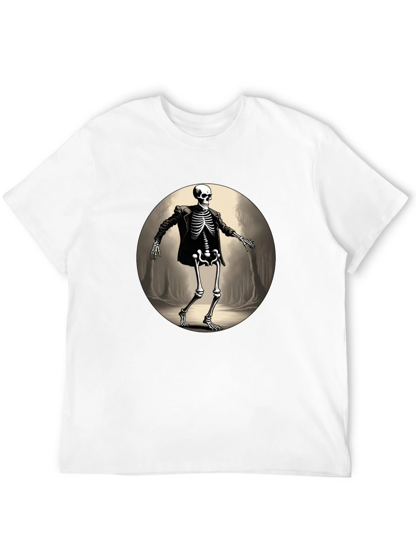 Skeleton in Suit Graphic Tee - Black