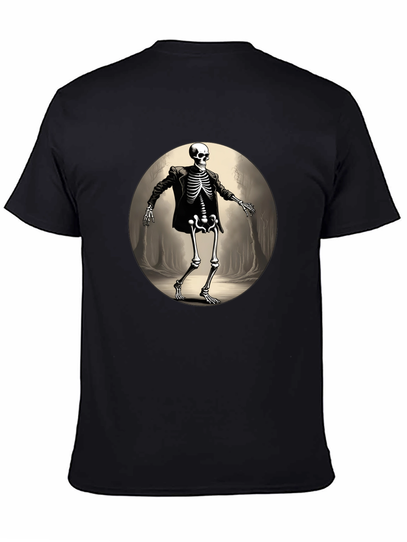 Skeleton in Suit Graphic Tee - Black