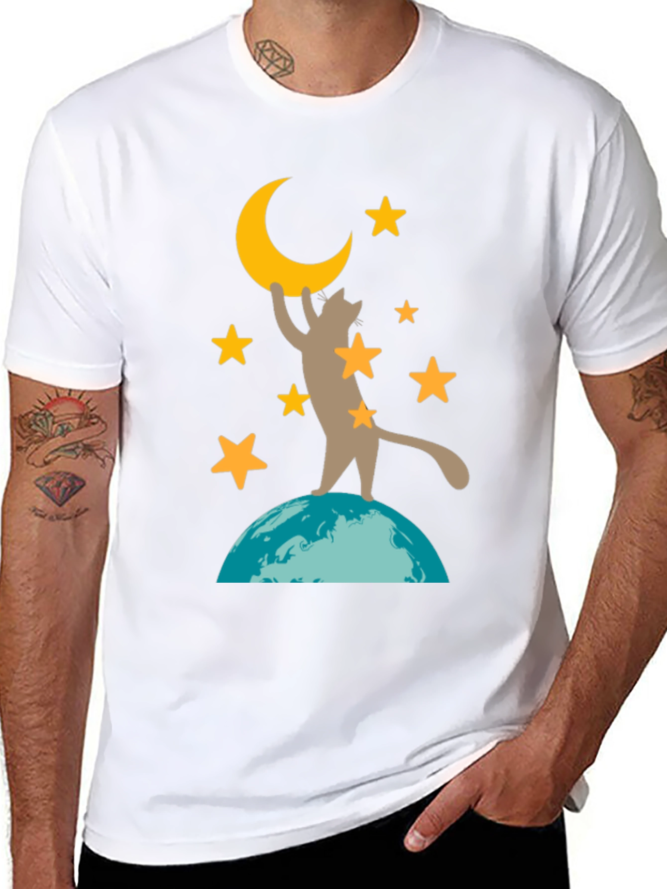 Cat Reaching for the Moon Graphic Tee
