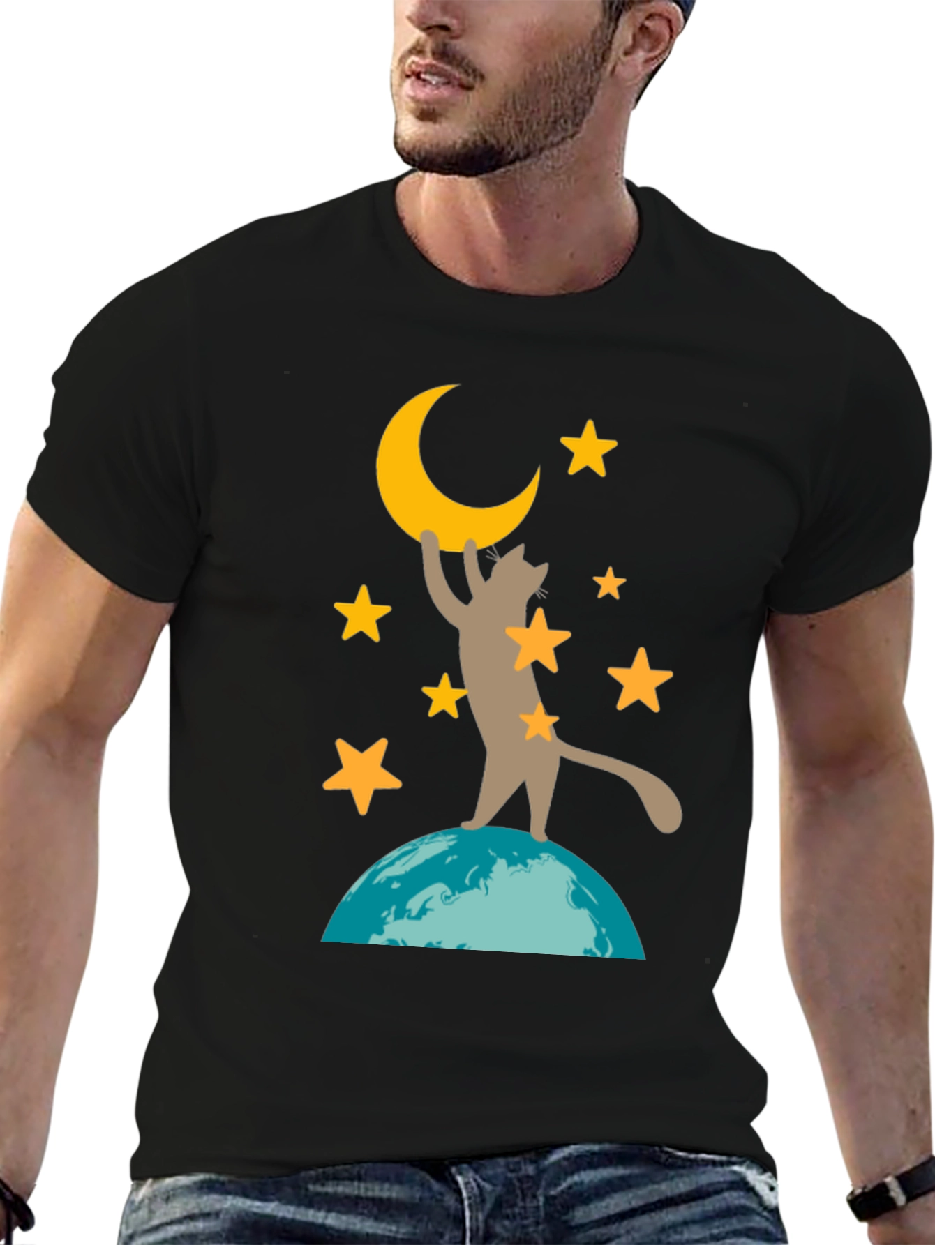 Cat Reaching for the Moon Graphic Tee