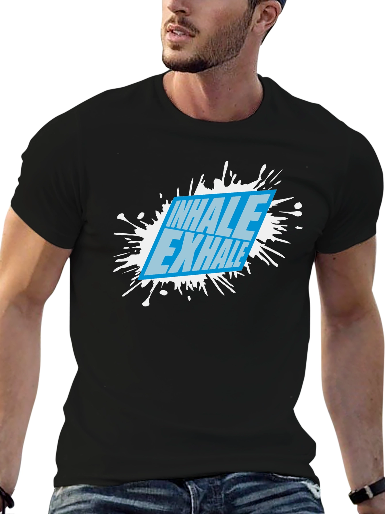 Inhale Exhale Graphic Black T-Shirt