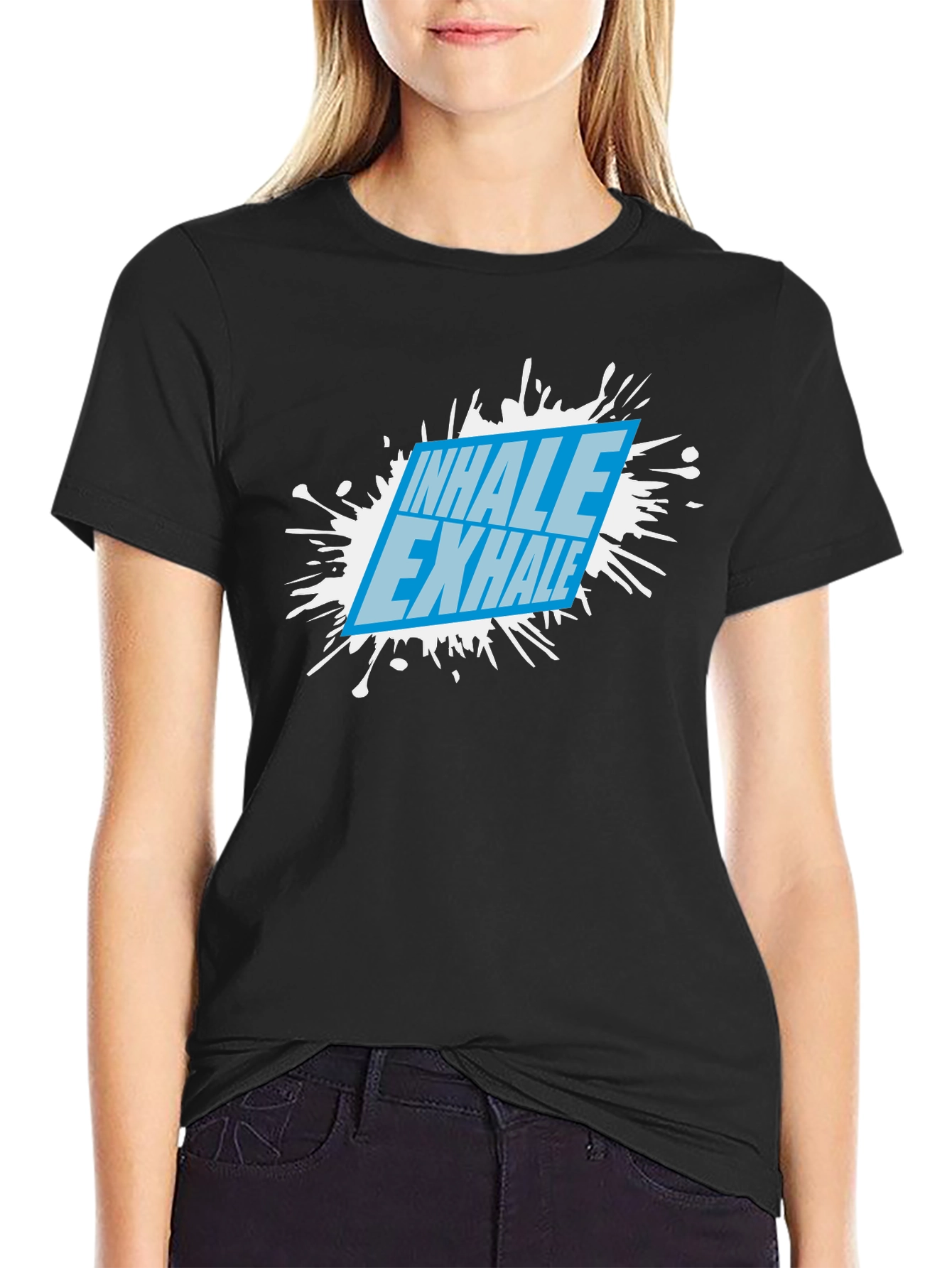 Inhale Exhale Graphic Black T-Shirt