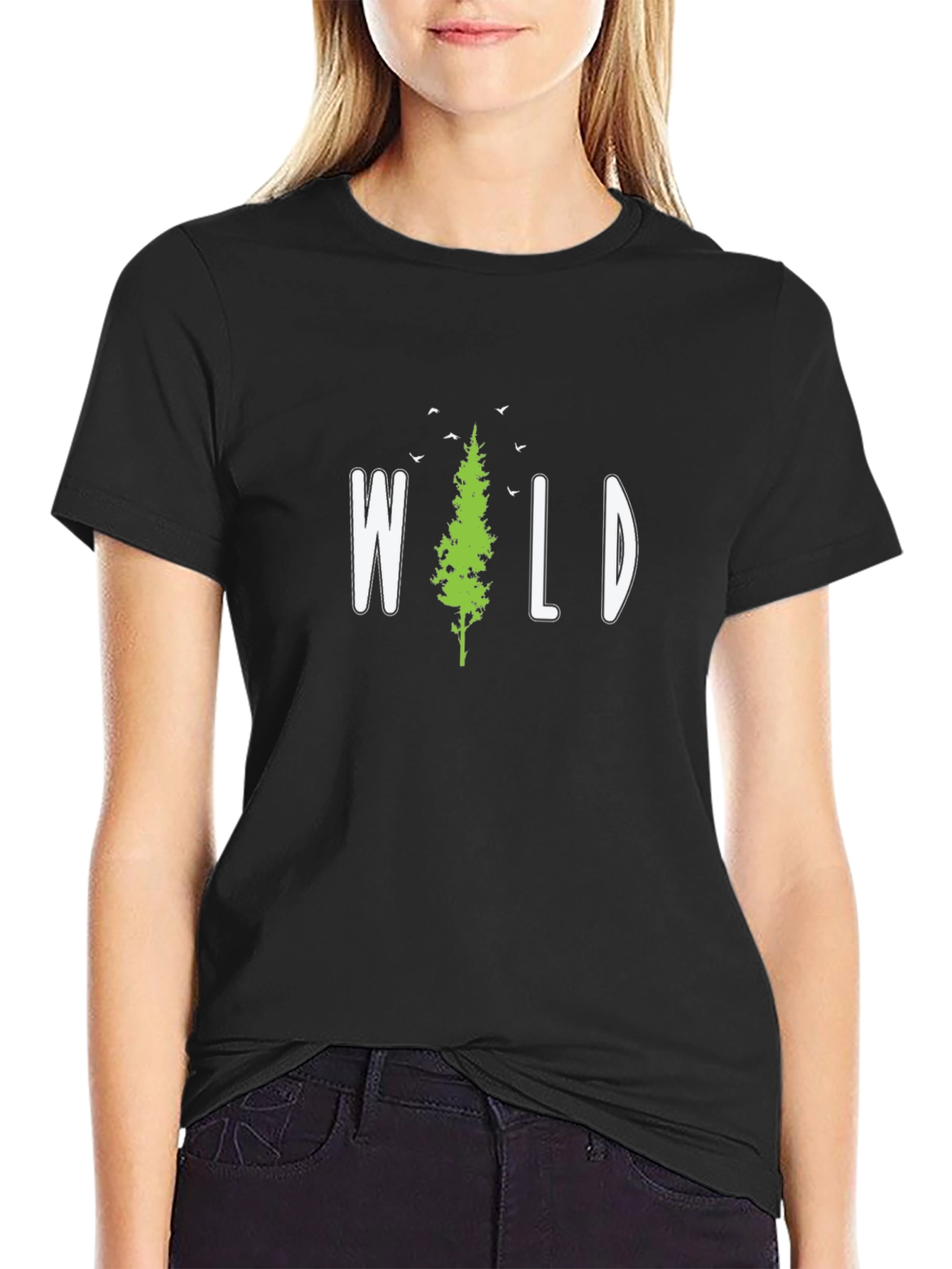 Wild Pine Tree Graphic T-Shirt - Black