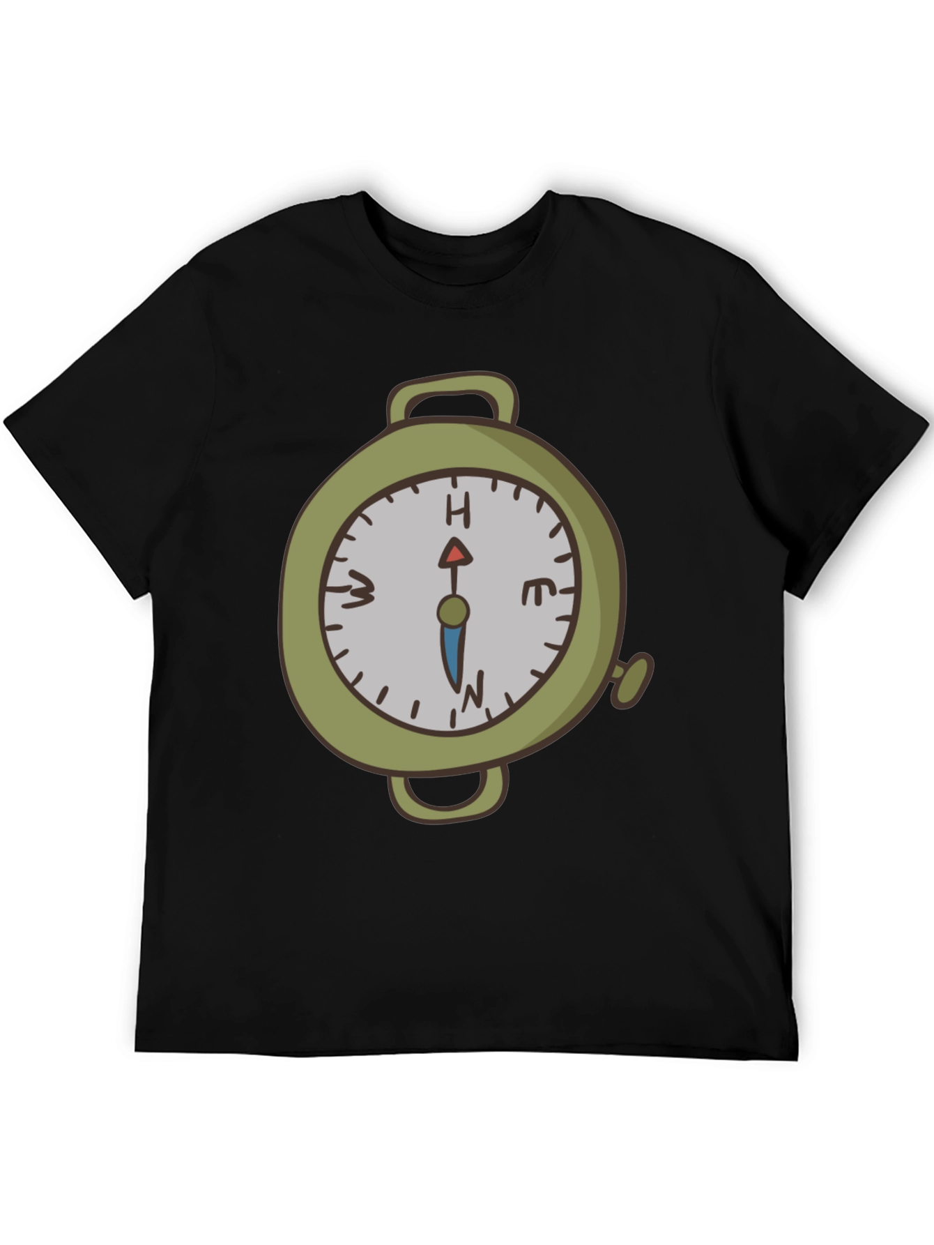 Compass Graphic Print Tee - Black Cotton Blend