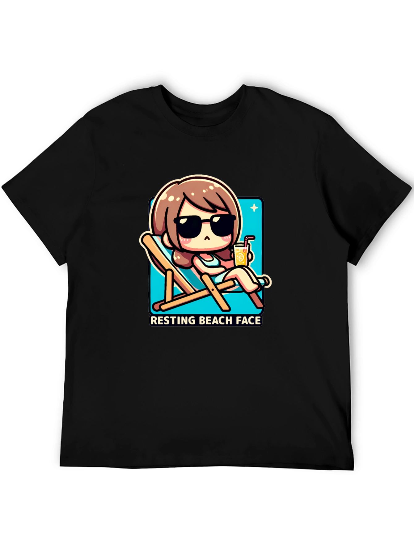 Resting Beach Face Graphic Tee - Relaxed Summer Style