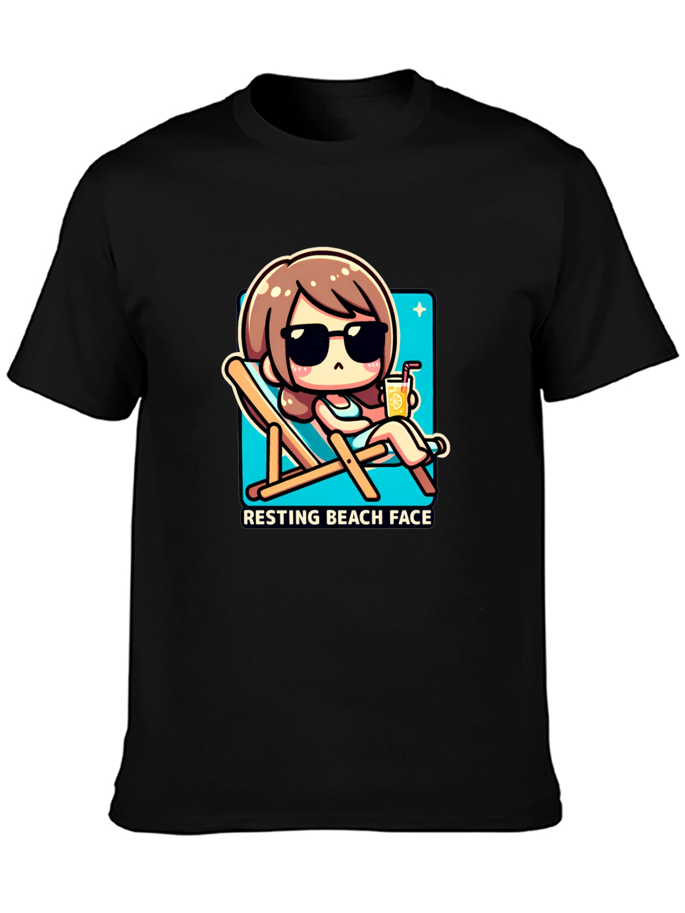Resting Beach Face Graphic Tee - Relaxed Summer Style