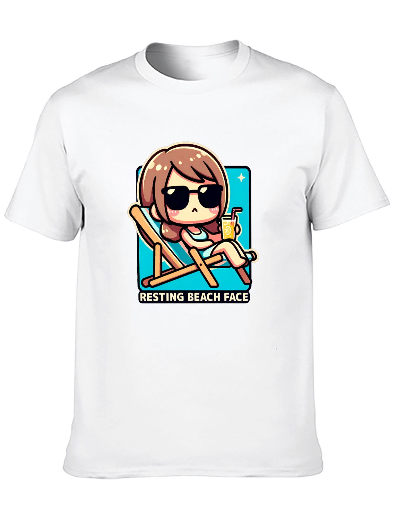 Resting Beach Face Graphic Tee - Relaxed Summer Style