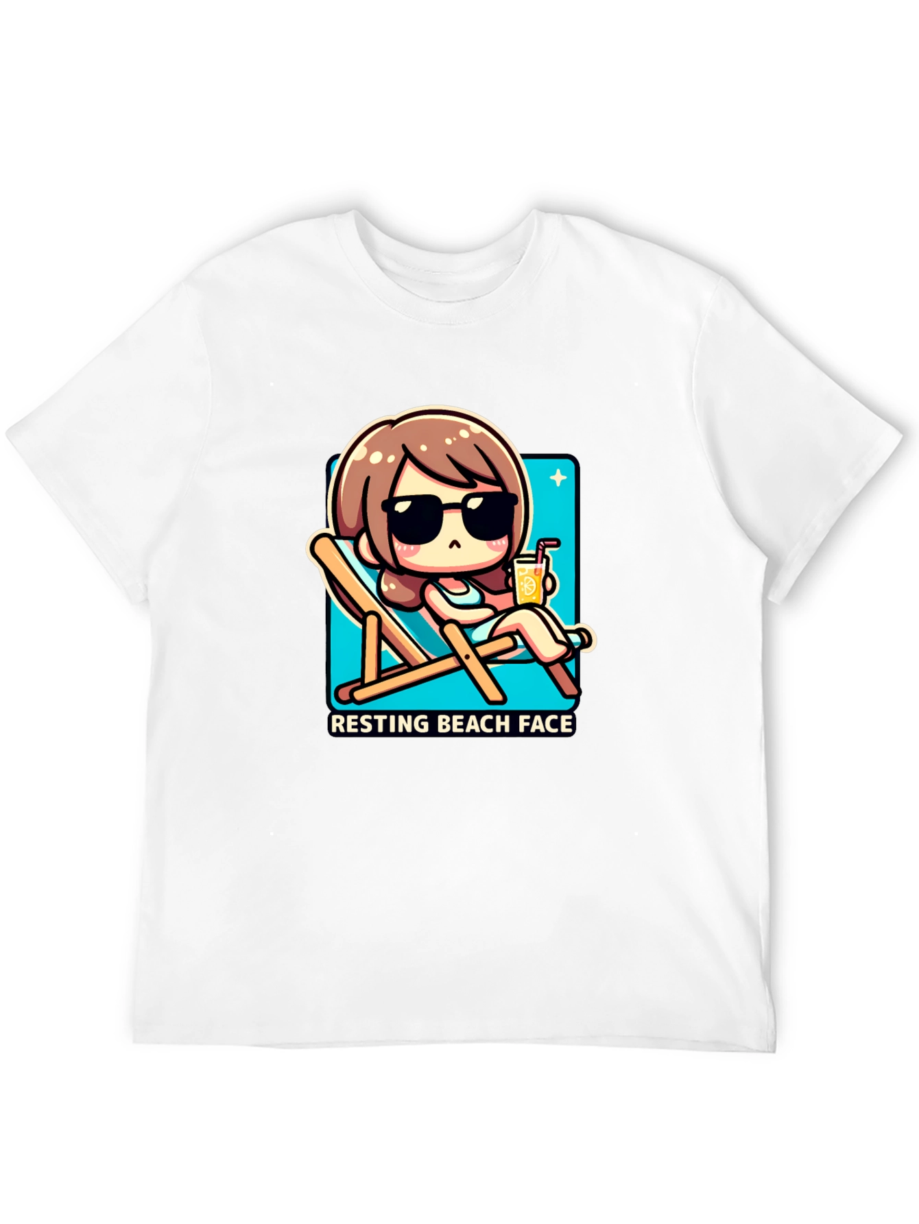 Resting Beach Face Graphic Tee - Relaxed Summer Style