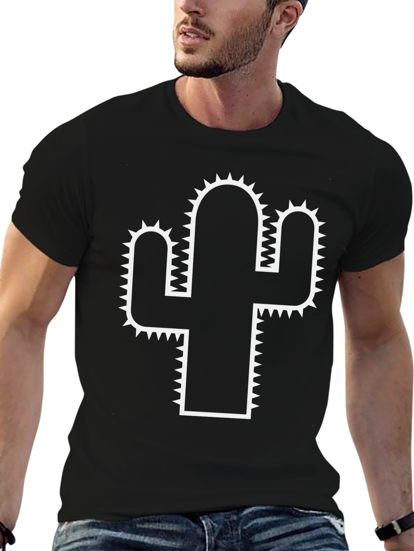 Cactus Graphic Tee - Black Cotton T-Shirt