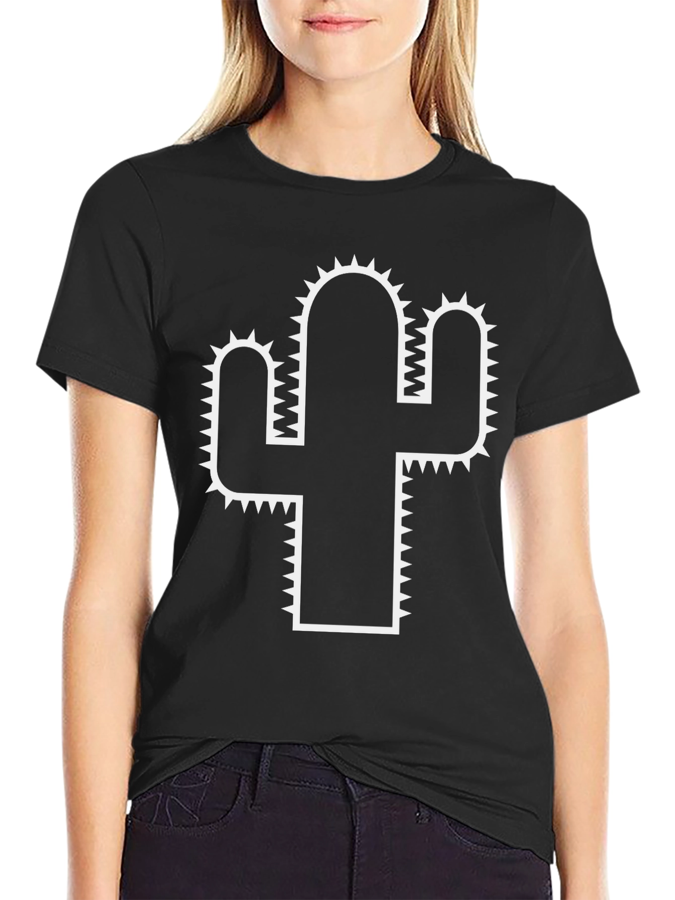 Cactus Graphic Tee - Black Cotton T-Shirt