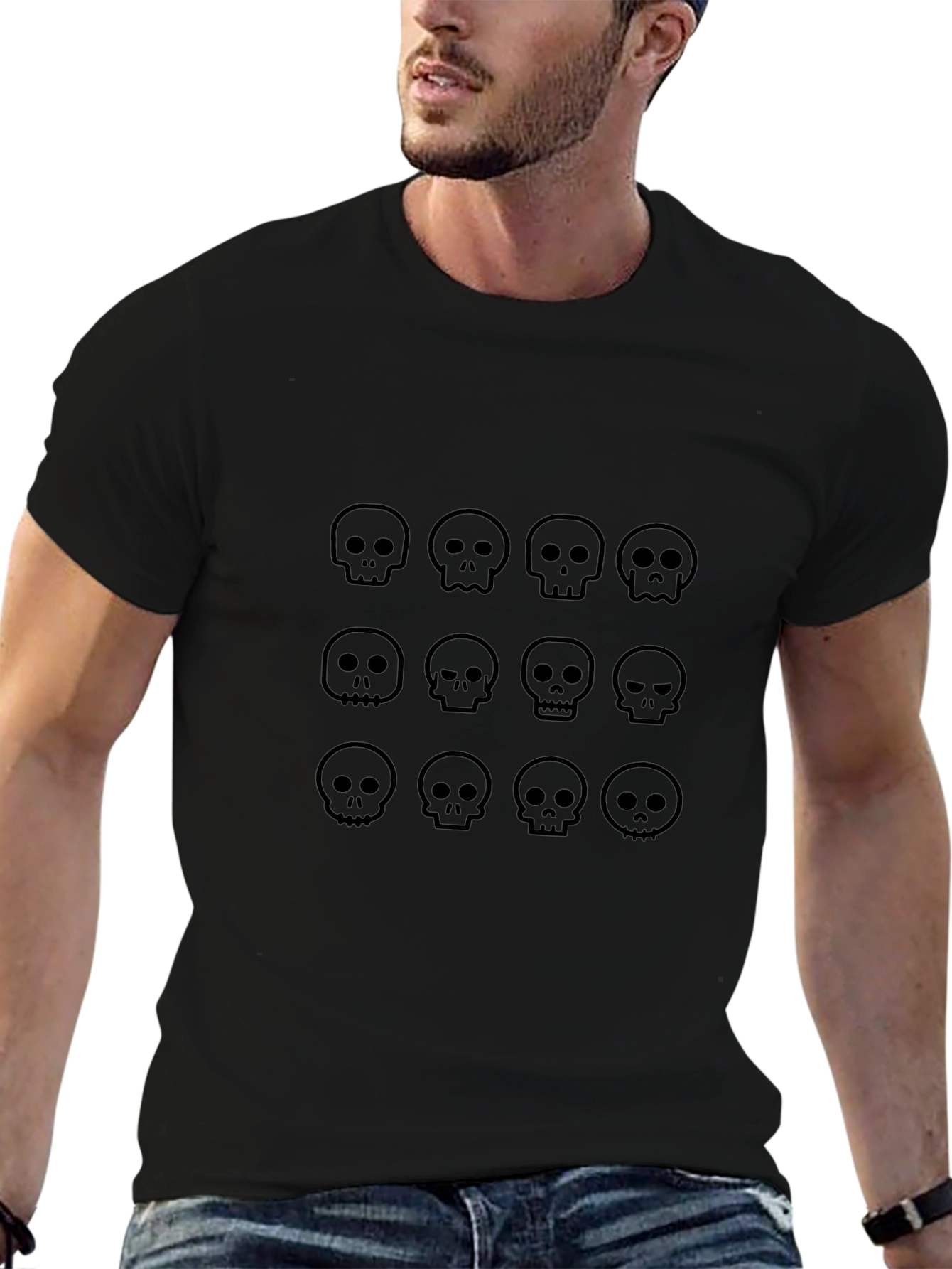 Skull Pattern Black T-Shirt