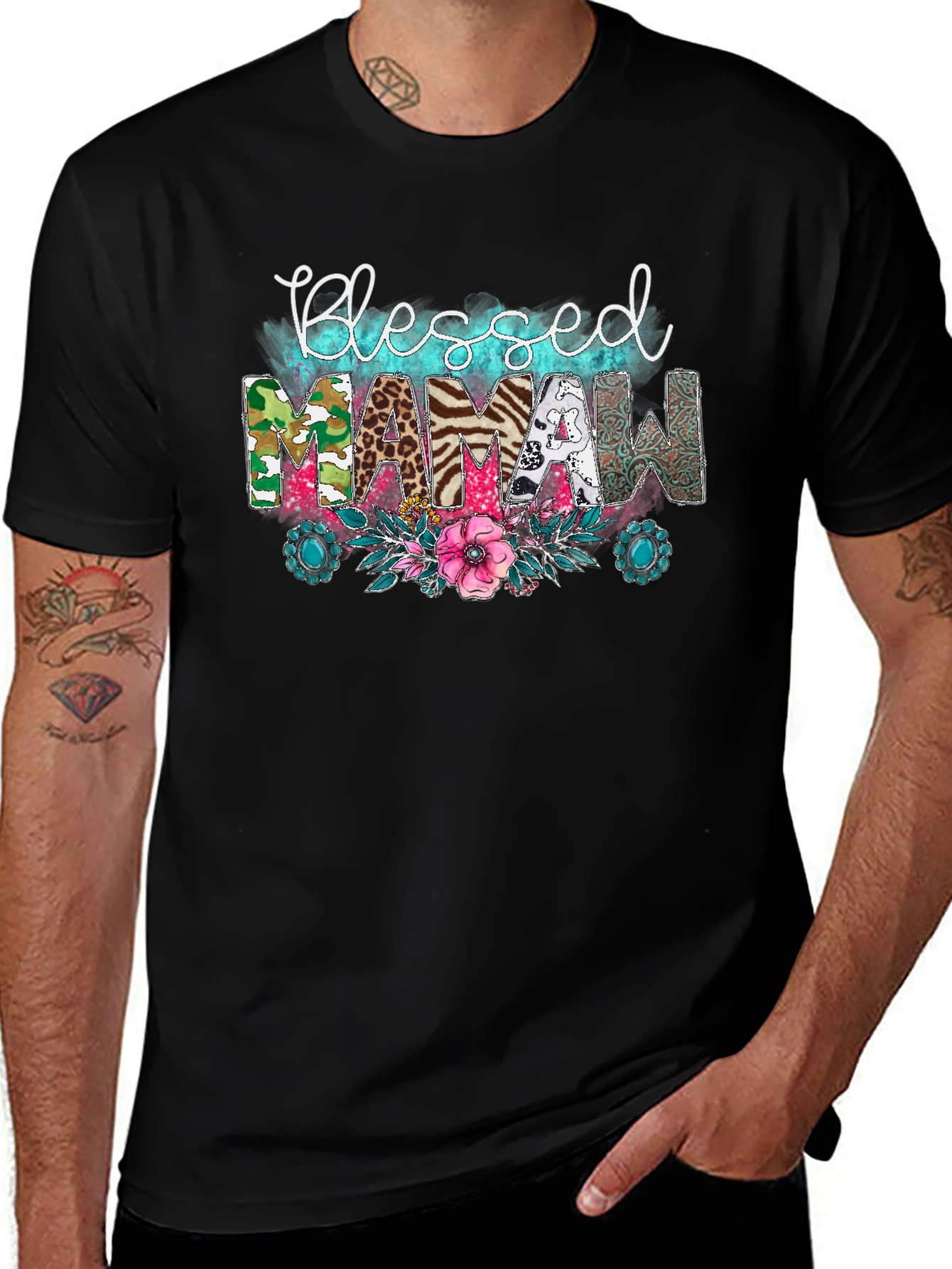 Blessed Mamaw Graphic Tee Shirt
