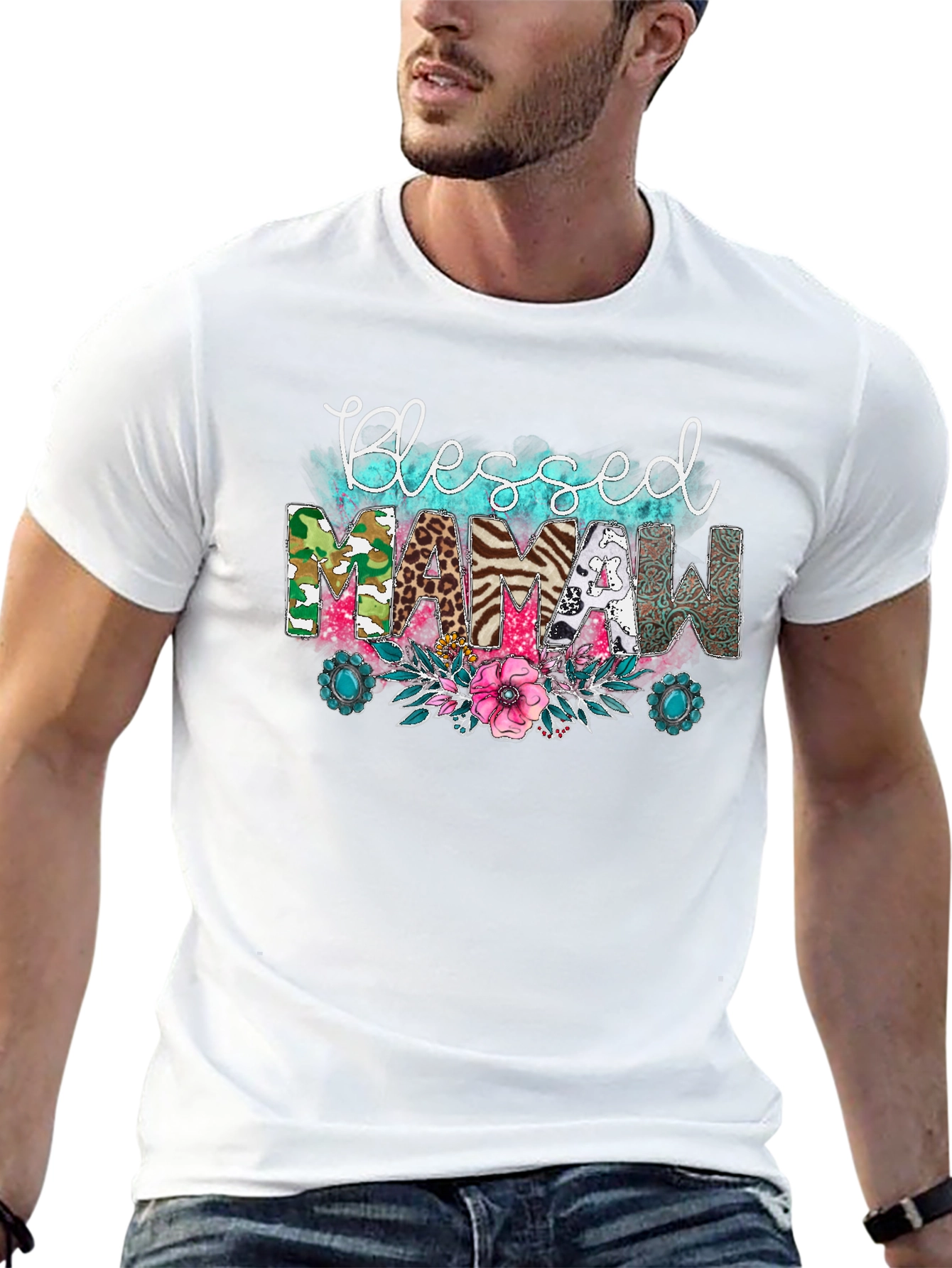 Blessed Mamaw Graphic Tee Shirt