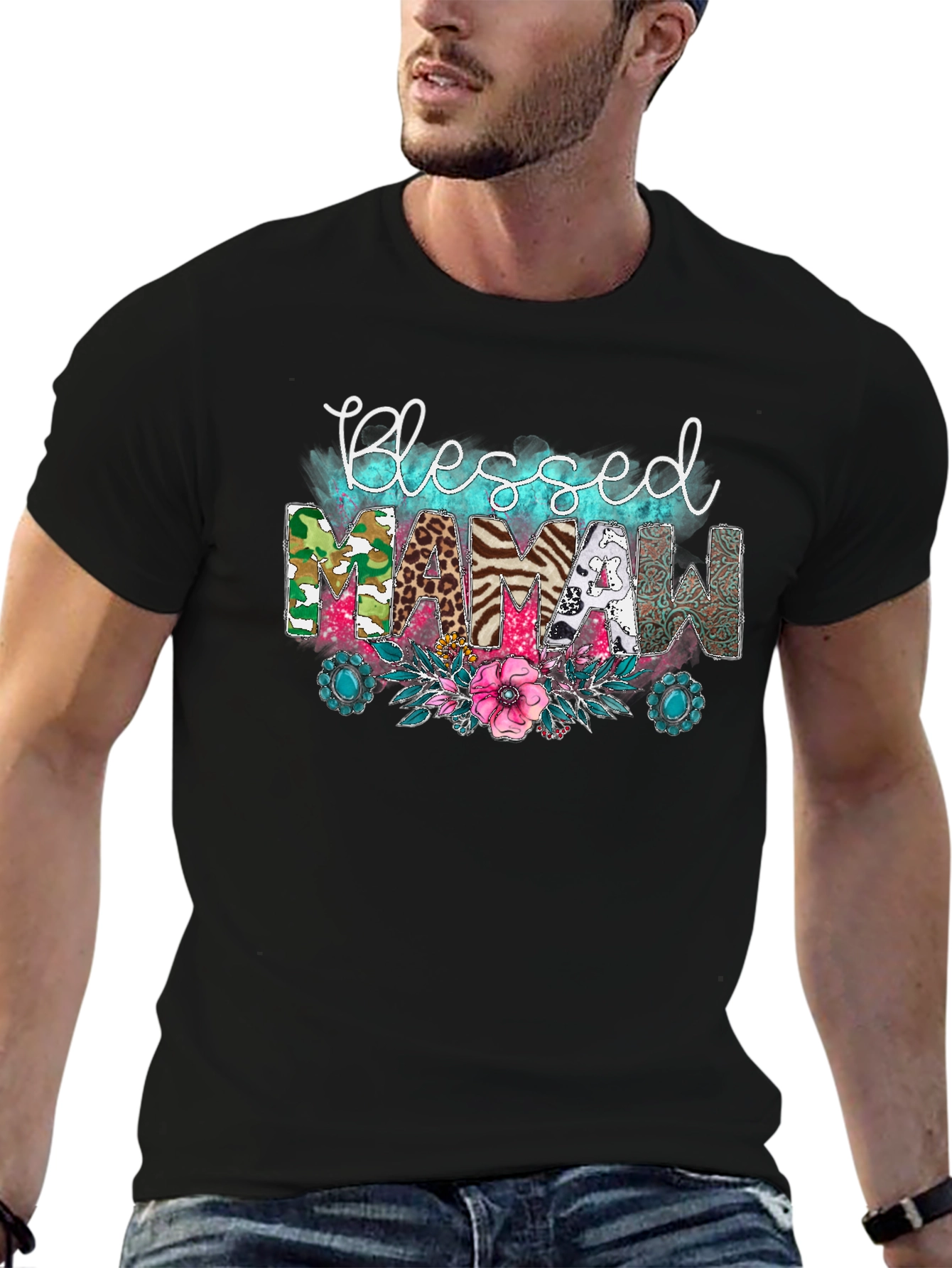 Blessed Mamaw Graphic Tee Shirt