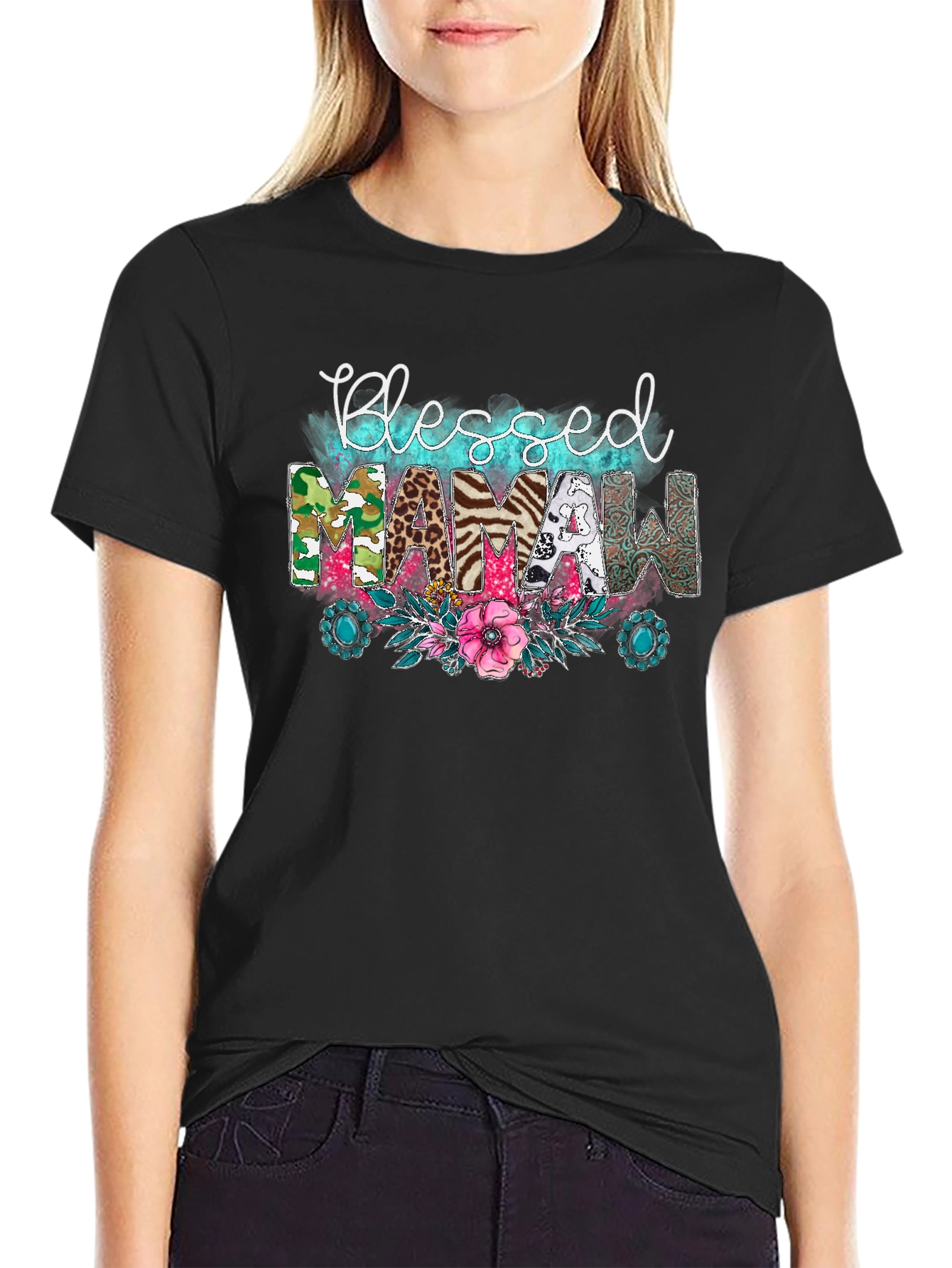 Blessed Mamaw Graphic Tee Shirt