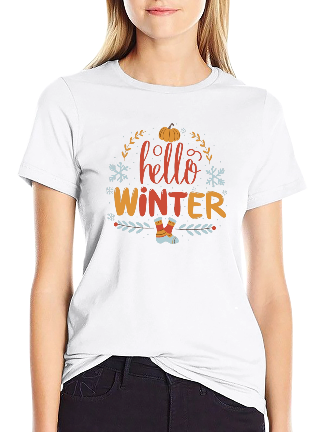 Hello Winter Graphic Tee - Soft Black Shirt