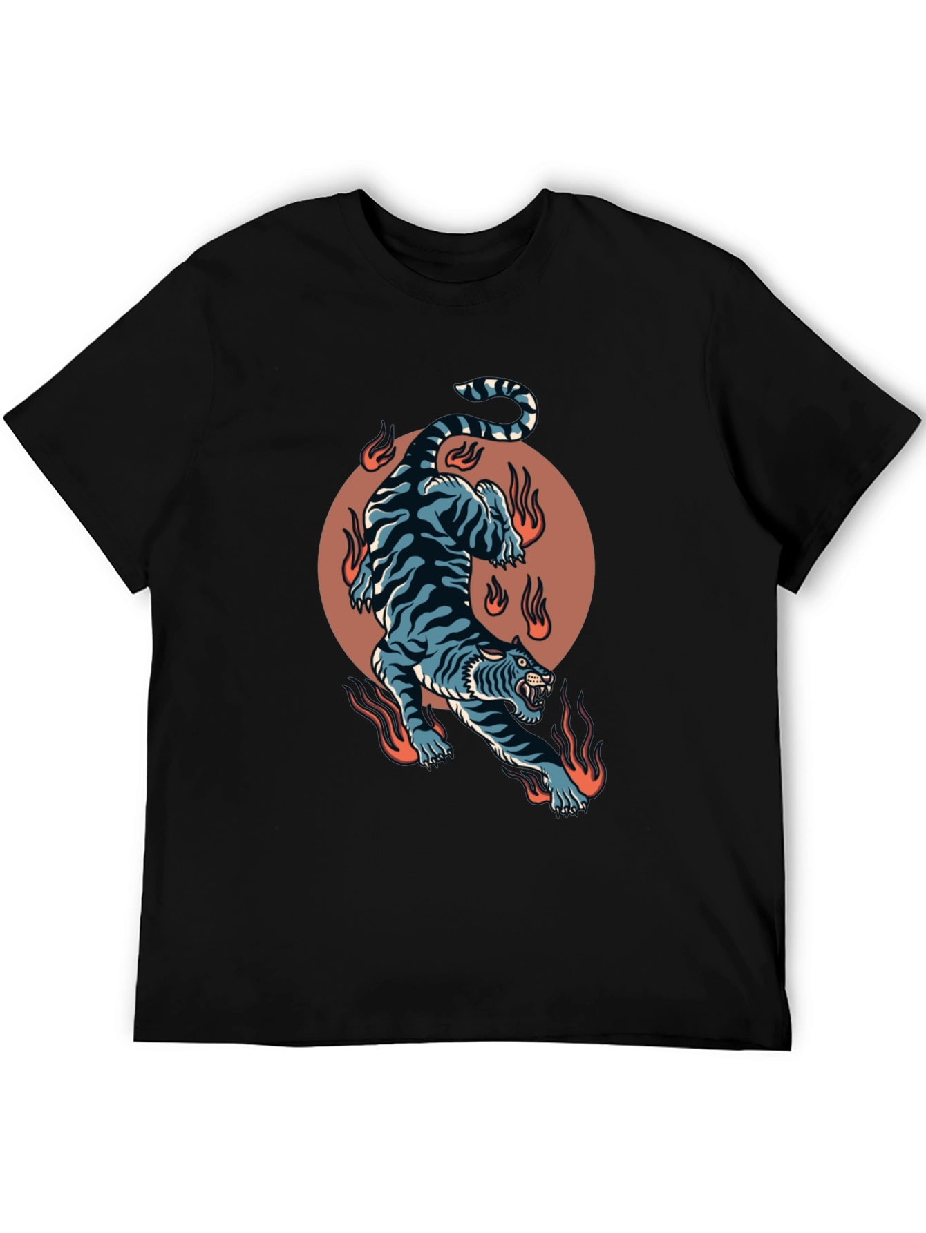 Fiery Tiger Graphic Tee - Bold Black T-Shirt