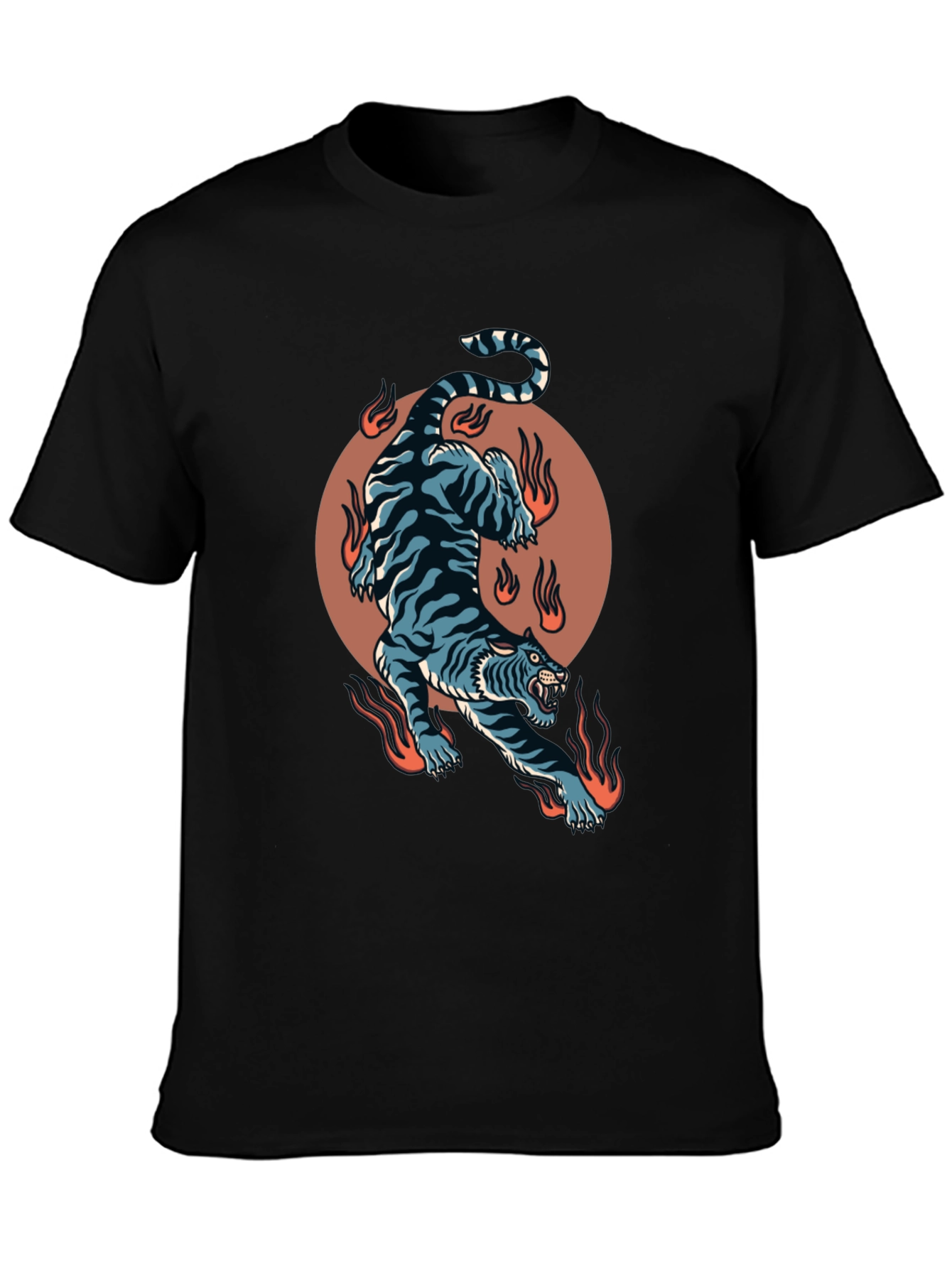 Fiery Tiger Graphic Tee - Bold Black T-Shirt