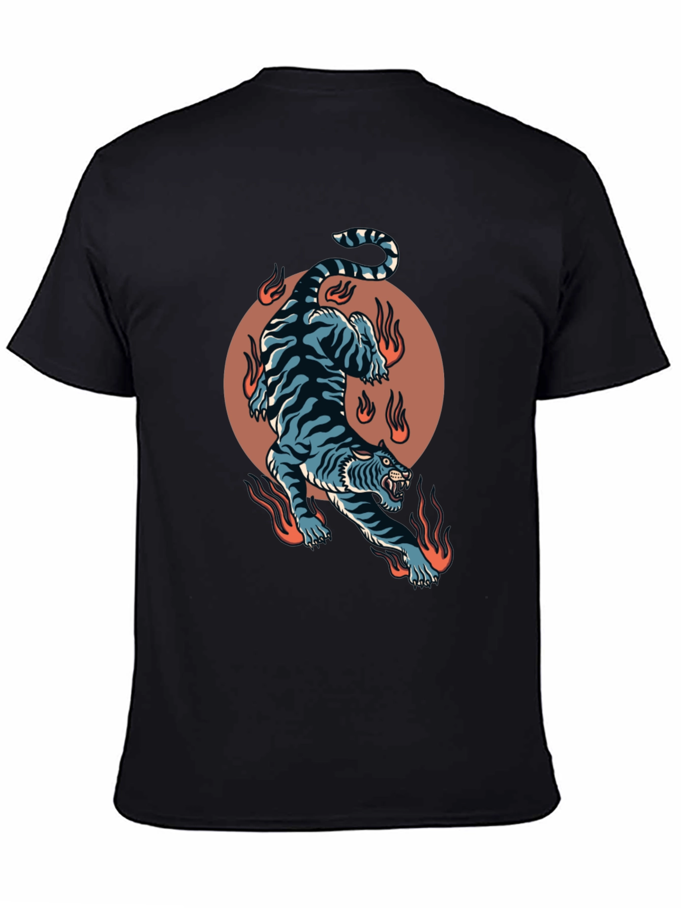 Fiery Tiger Graphic Tee - Bold Black T-Shirt
