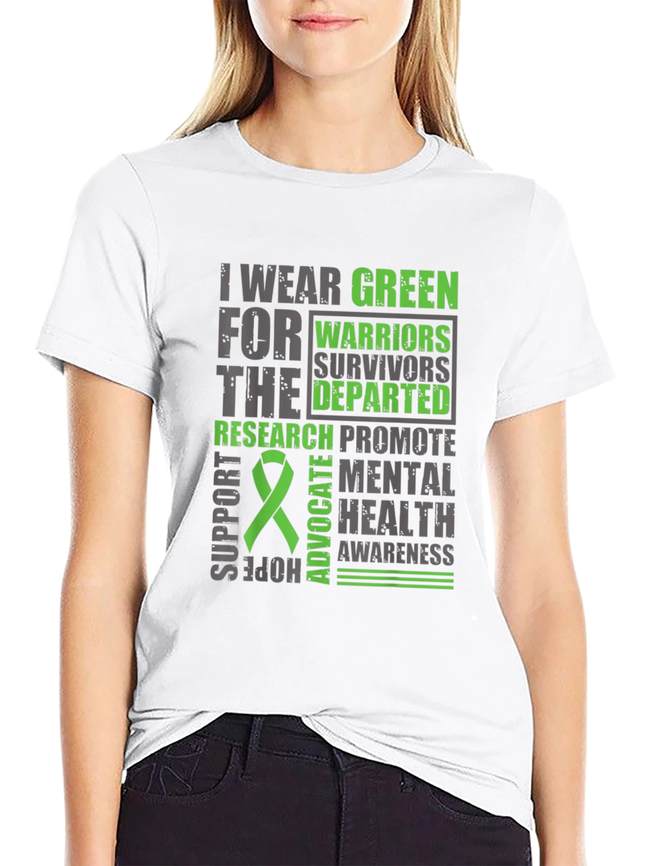 Green Mental Health Awareness Graphic T-Shirt