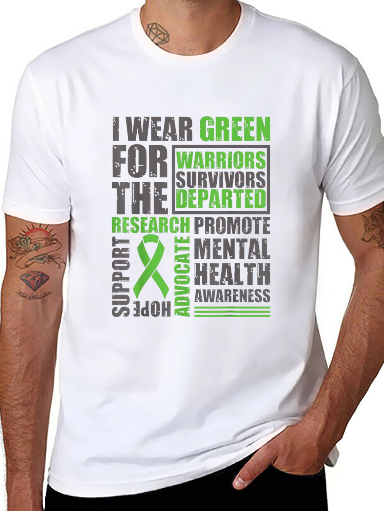 Green Mental Health Awareness Graphic T-Shirt