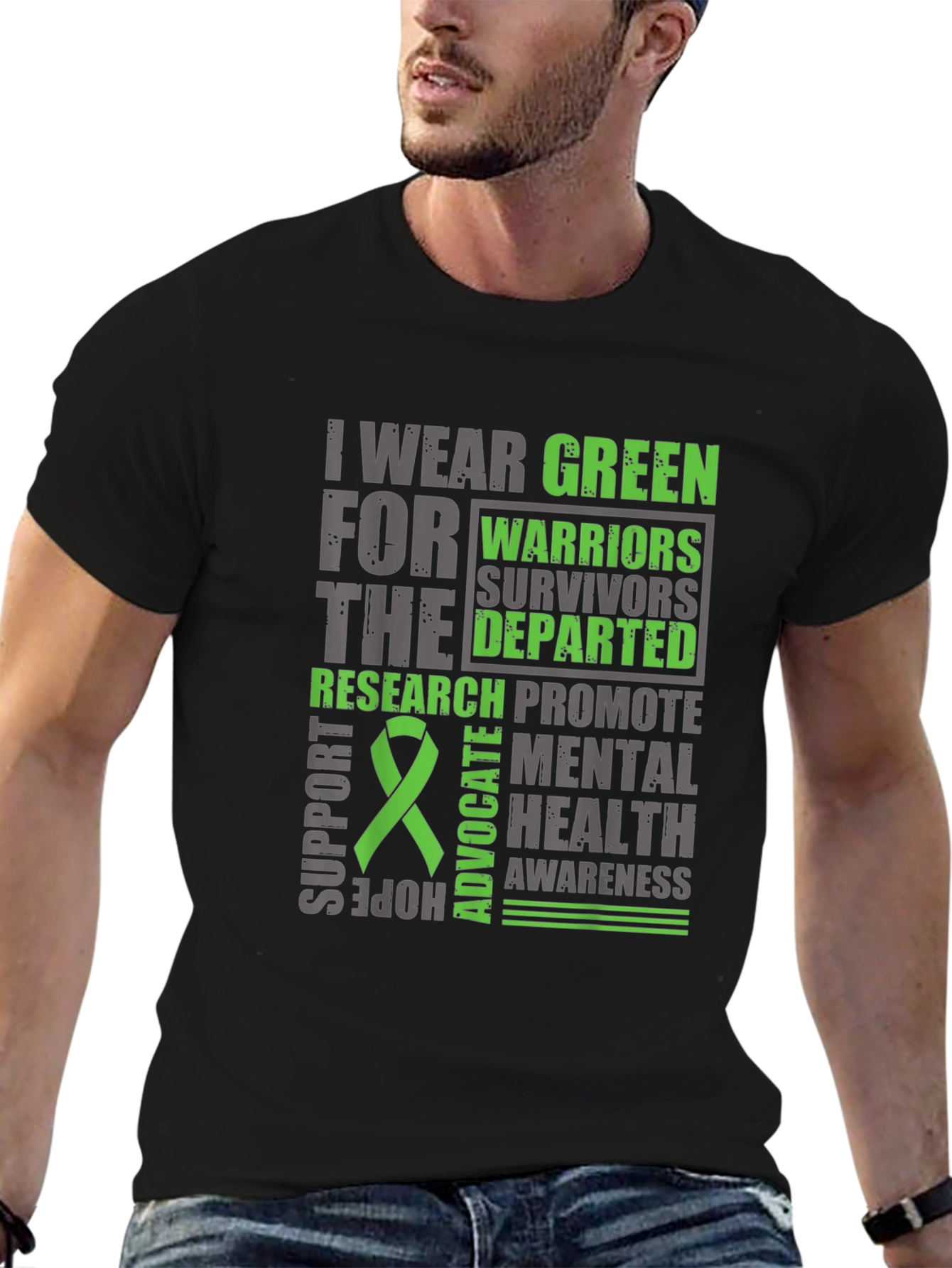 Green Mental Health Awareness Graphic T-Shirt