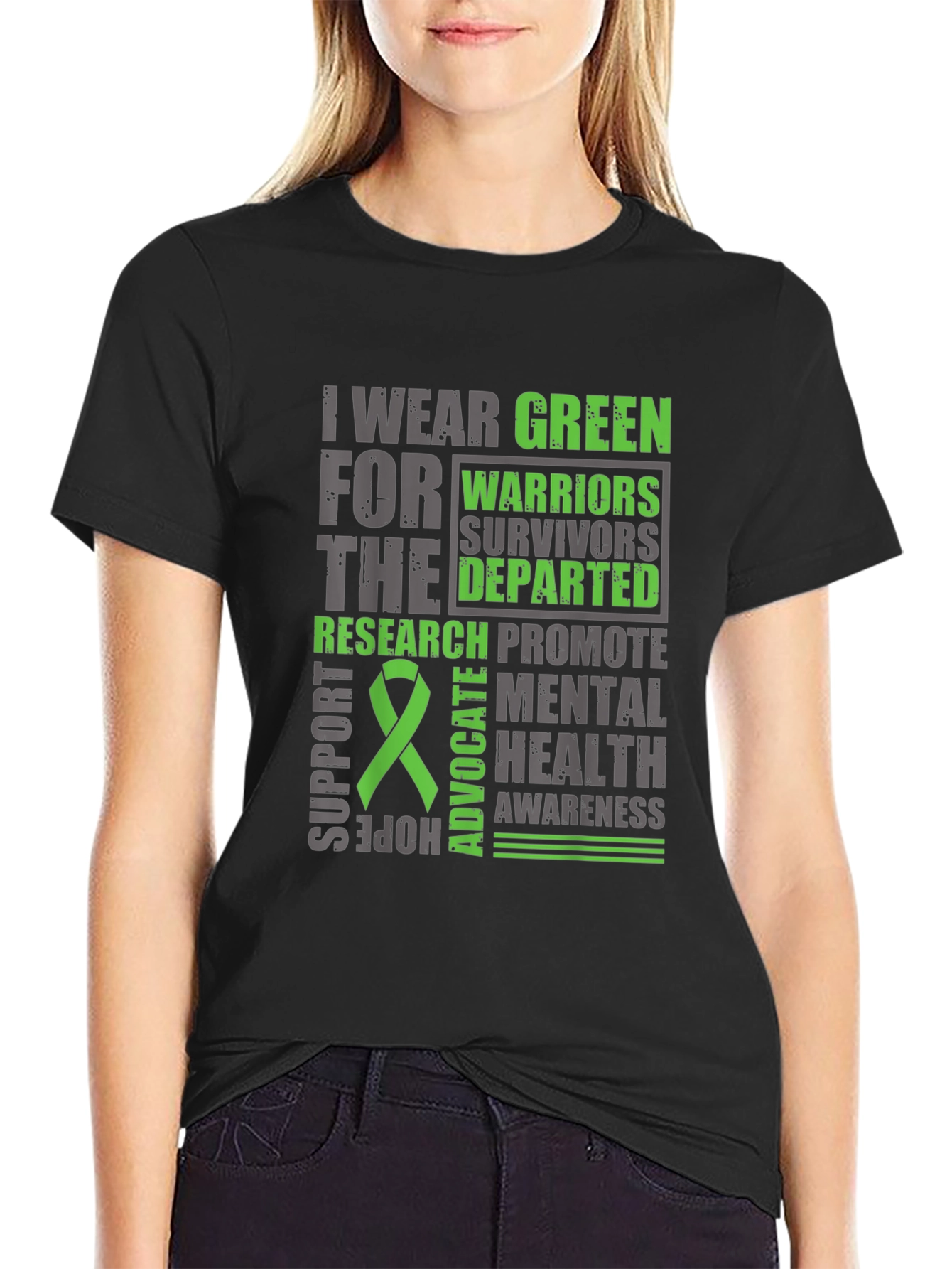 Green Mental Health Awareness Graphic T-Shirt
