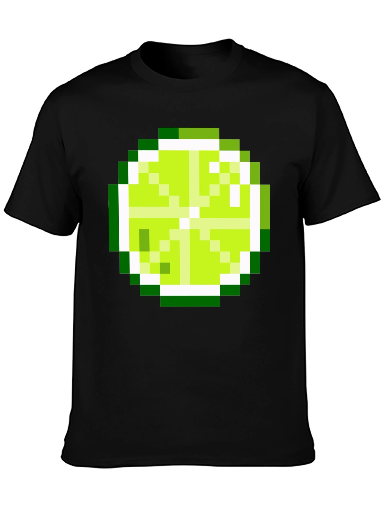Pixel Lime Graphic Tee - Black Cotton T-Shirt