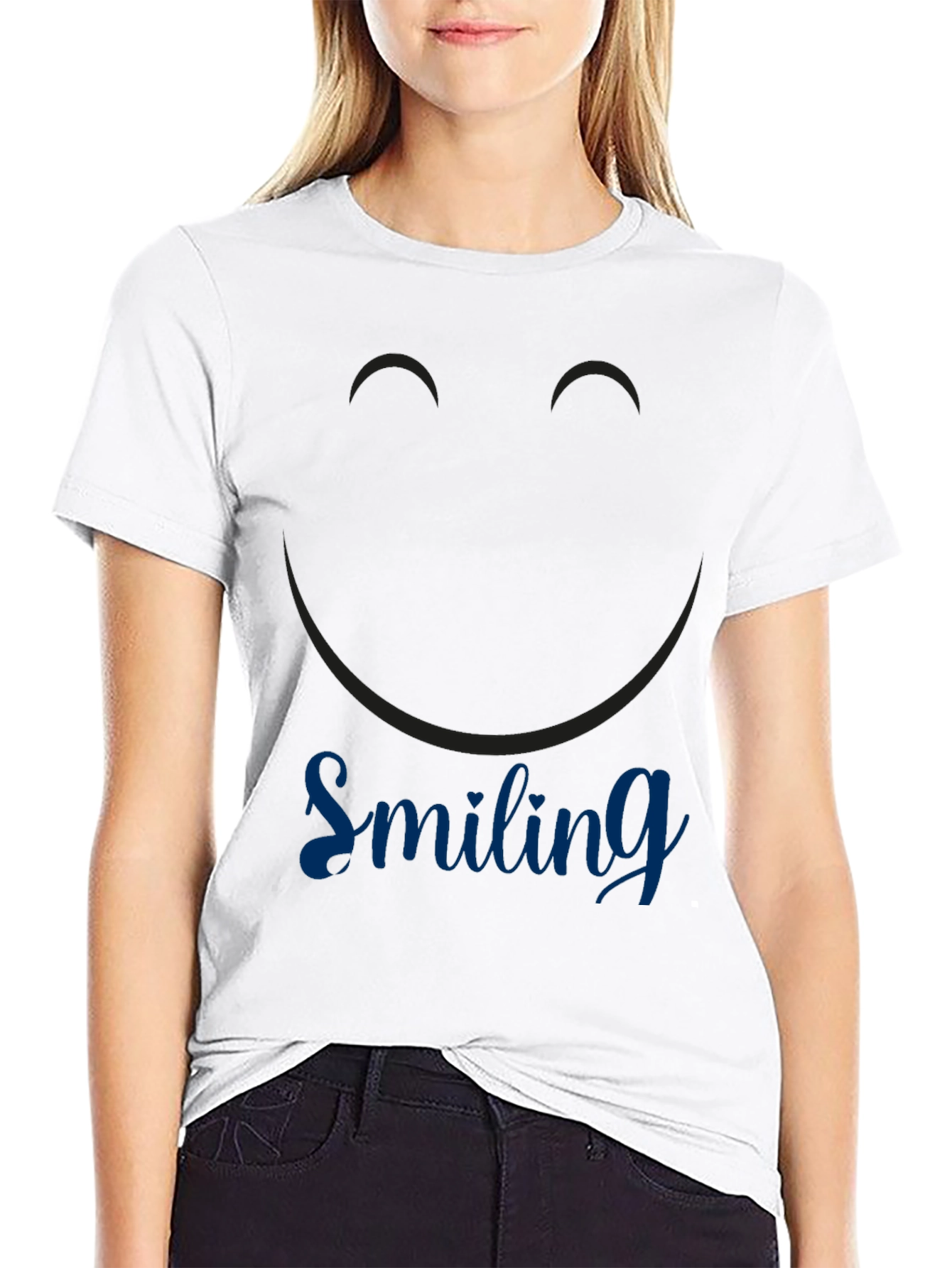 Smiling Graphic Print Black T-Shirt