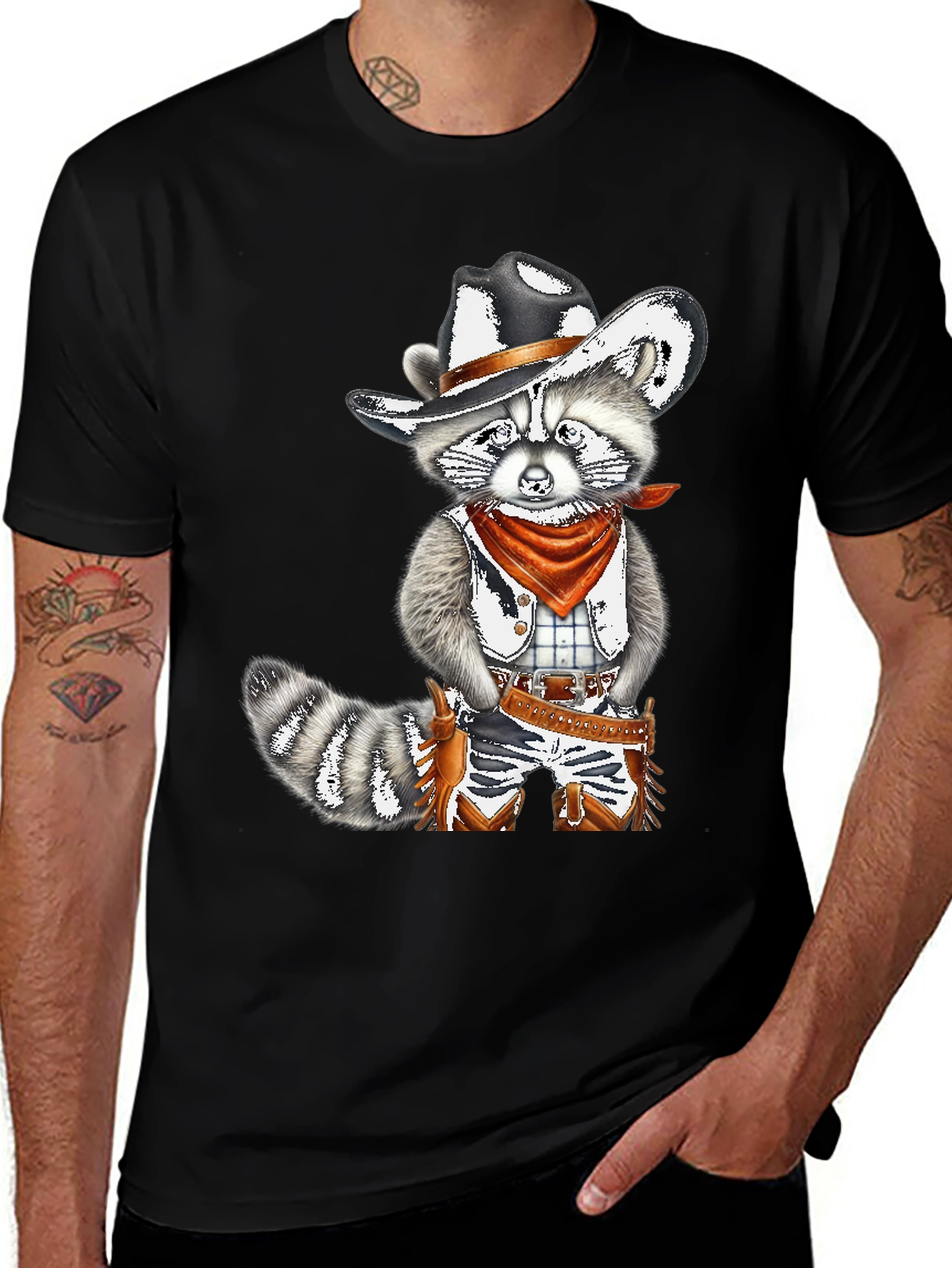 Cowboy Raccoon Graphic Tee - Western Style Shirt